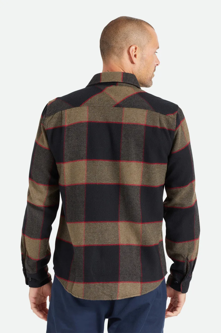 Bowery L/S Flannel - Heather Grey/Charcoal Brixton
