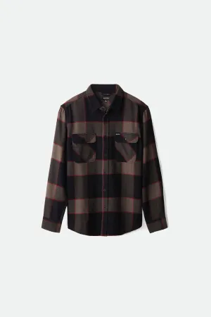 Bowery L/S Flannel - Heather Grey/Charcoal Brixton