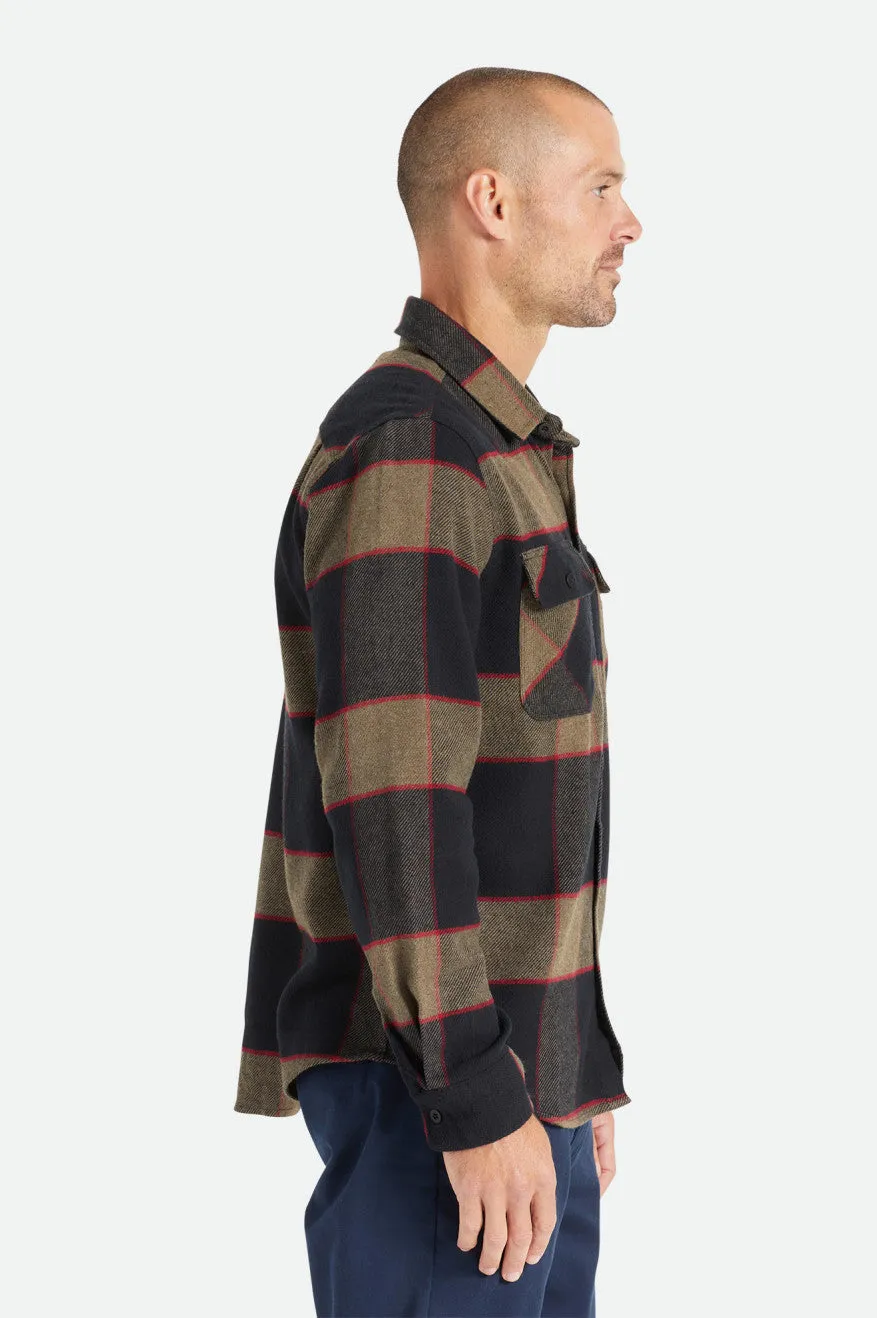 Bowery L/S Flannel - Heather Grey/Charcoal Brixton