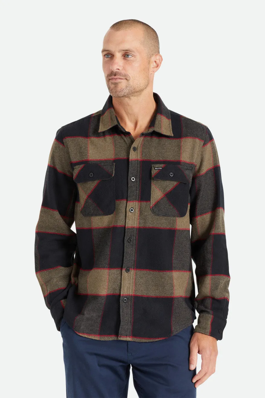 Bowery L/S Flannel - Heather Grey/Charcoal Brixton
