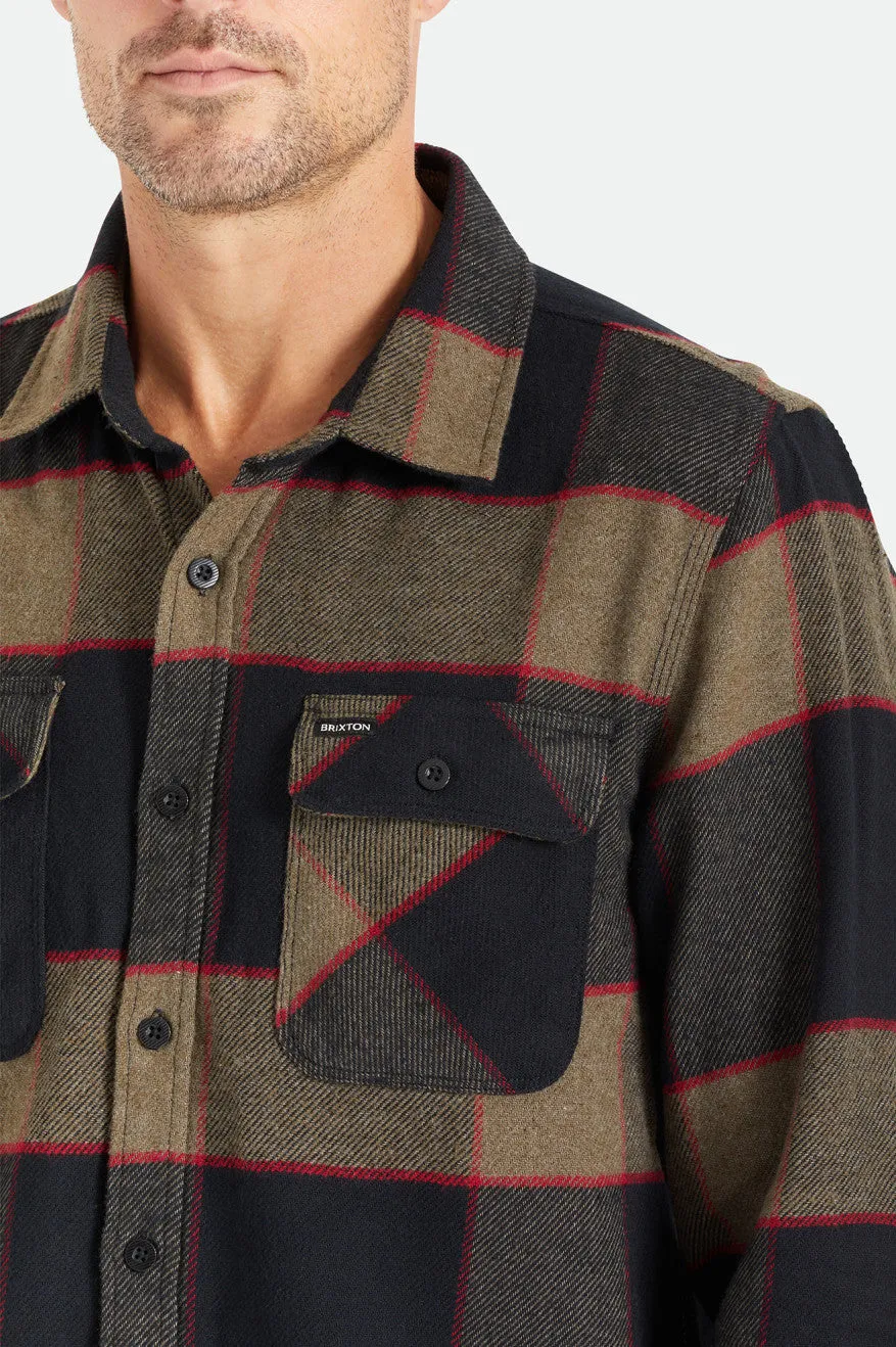 Bowery L/S Flannel - Heather Grey/Charcoal Brixton