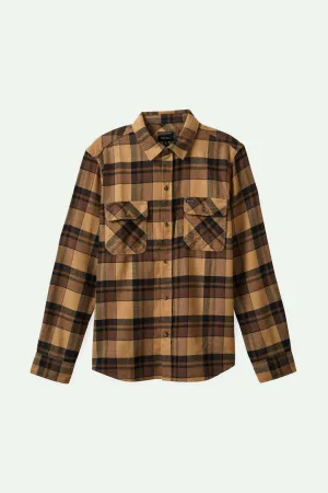 Bowery L/S Flannel - Tigers Eye/Pinecone Brown/Washed Black Brixton