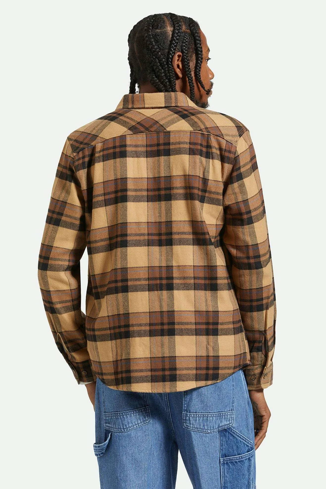 Bowery L/S Flannel - Tigers Eye/Pinecone Brown/Washed Black Brixton