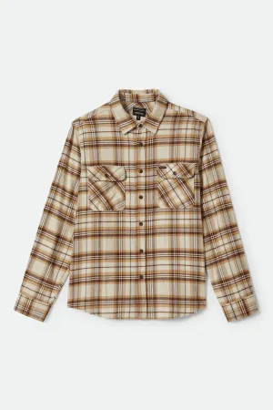 Bowery L/S Flannel - Whitecap/Sand/Pinecone Brown Brixton