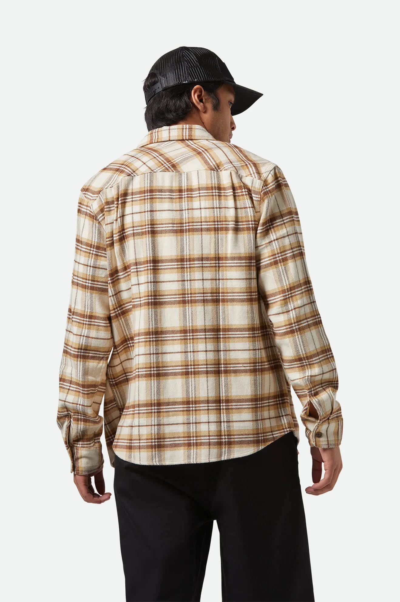 Bowery L/S Flannel - Whitecap/Sand/Pinecone Brown Brixton