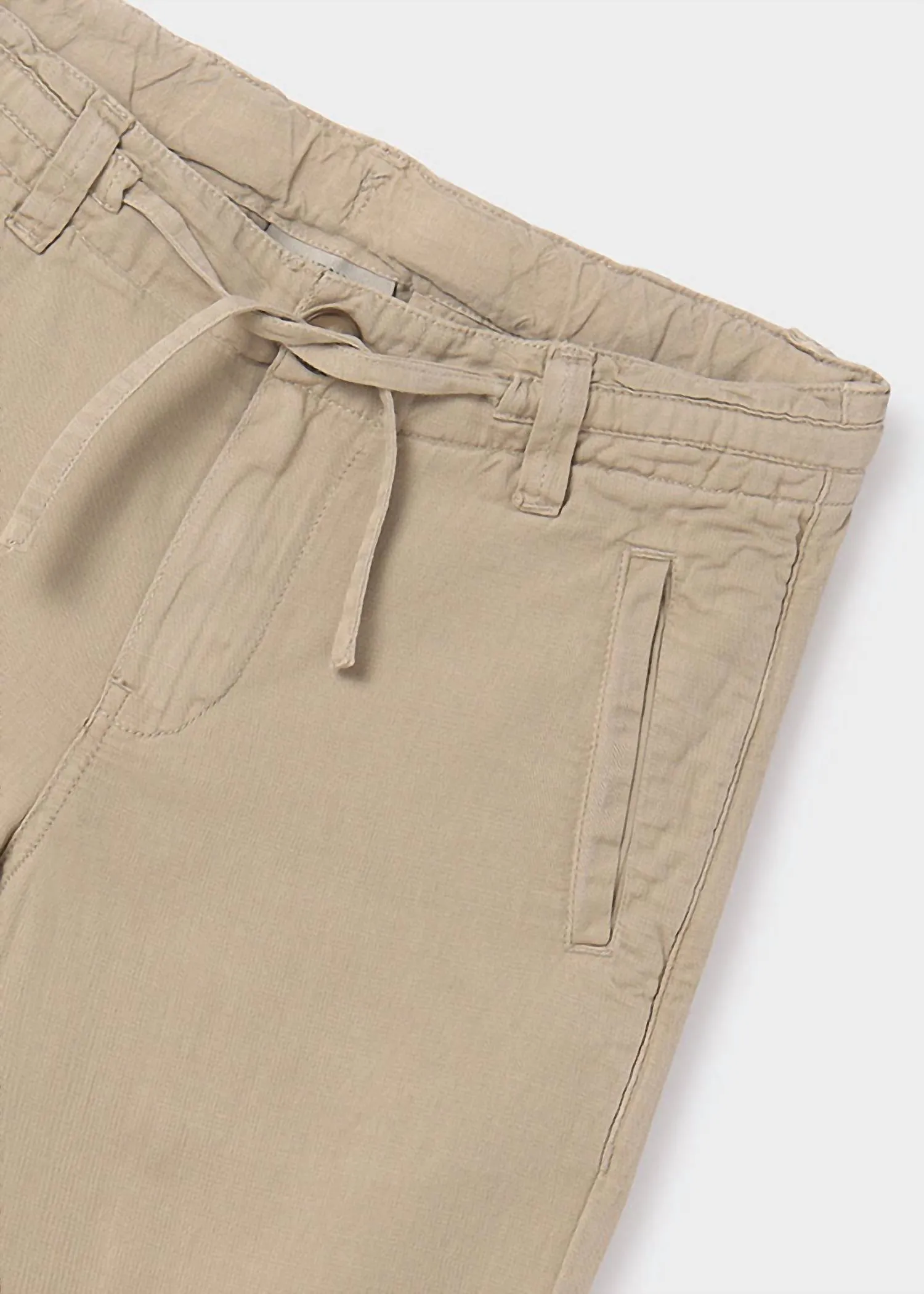 Boys Linen Pants In Camel