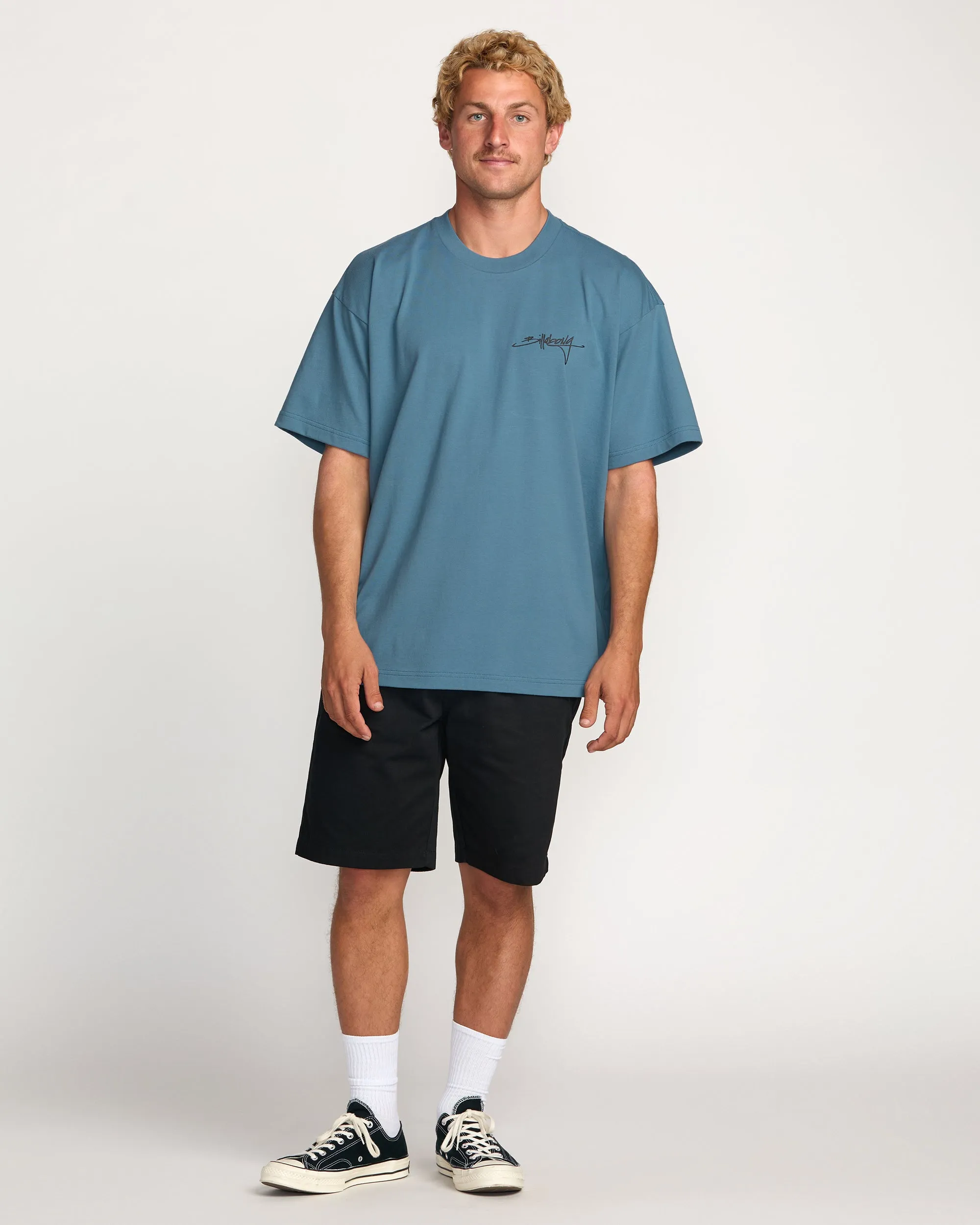 Bracket Script OG Tee - Carolina Blue Billabong