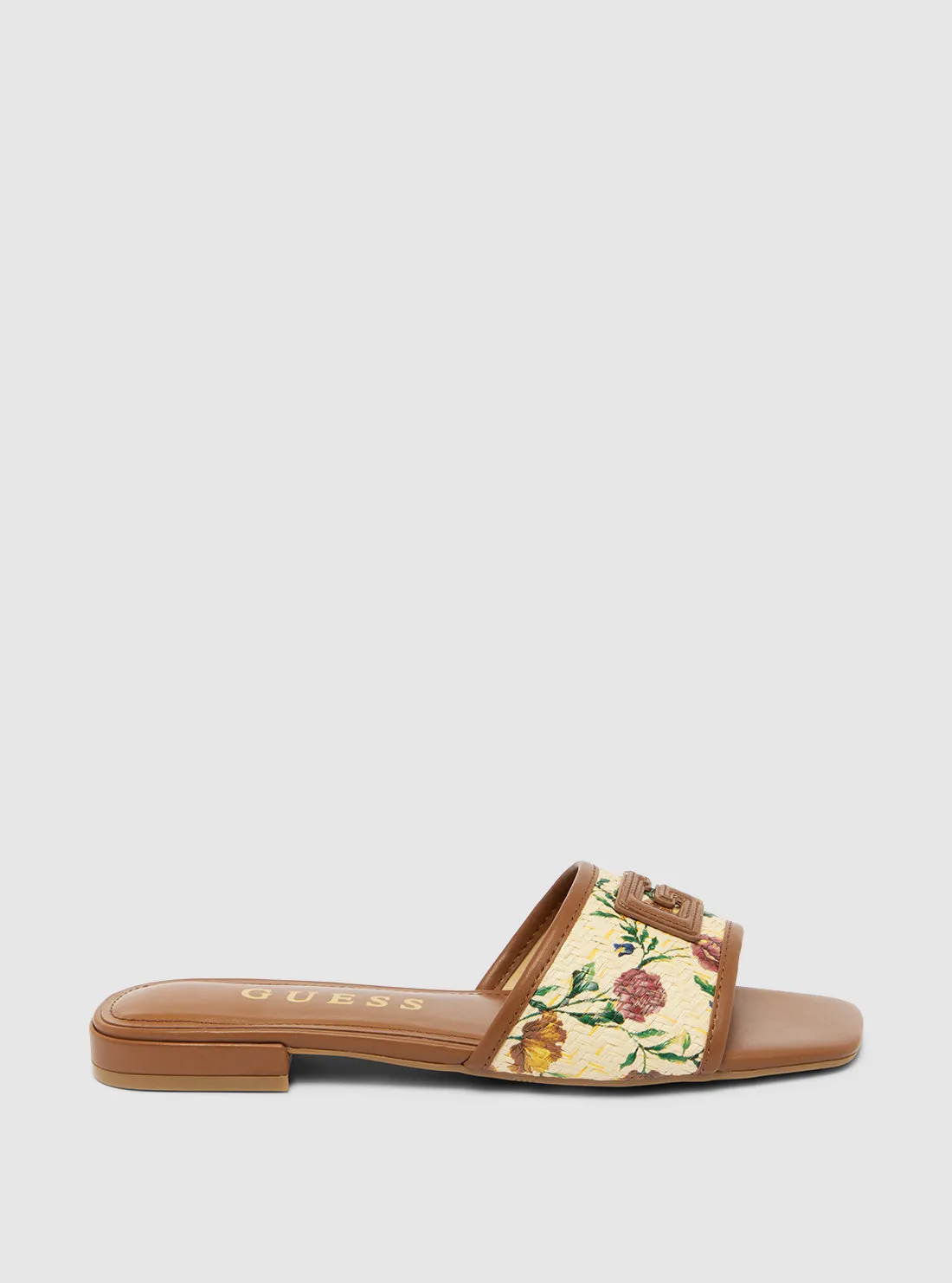 Brown Floral Tampa Slides Guess