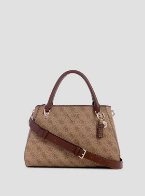 Brown Logo Noelle Satchel Bag Guess