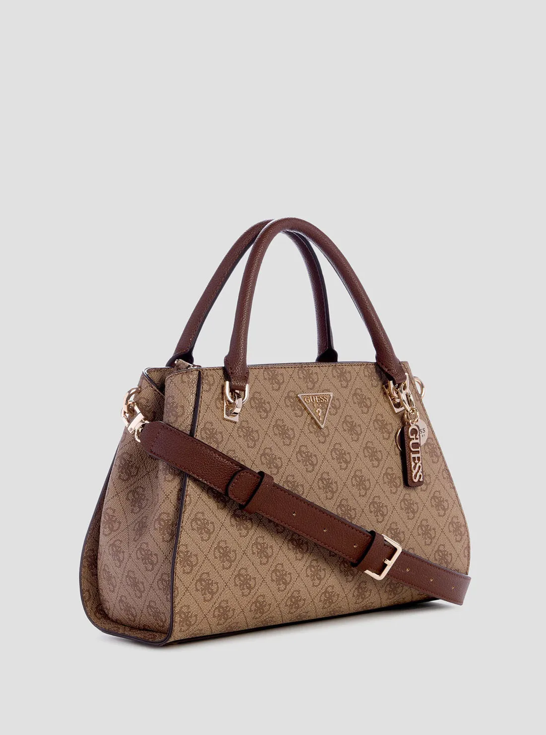 Brown Logo Noelle Satchel Bag Guess