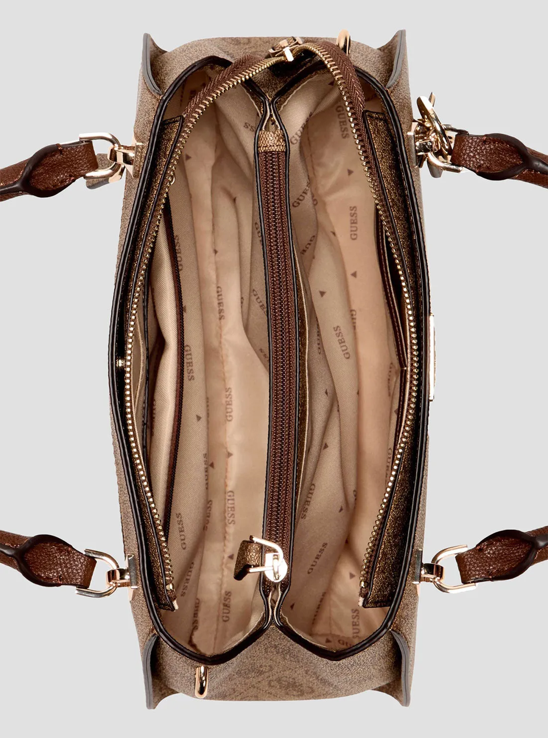 Brown Logo Noelle Satchel Bag Guess