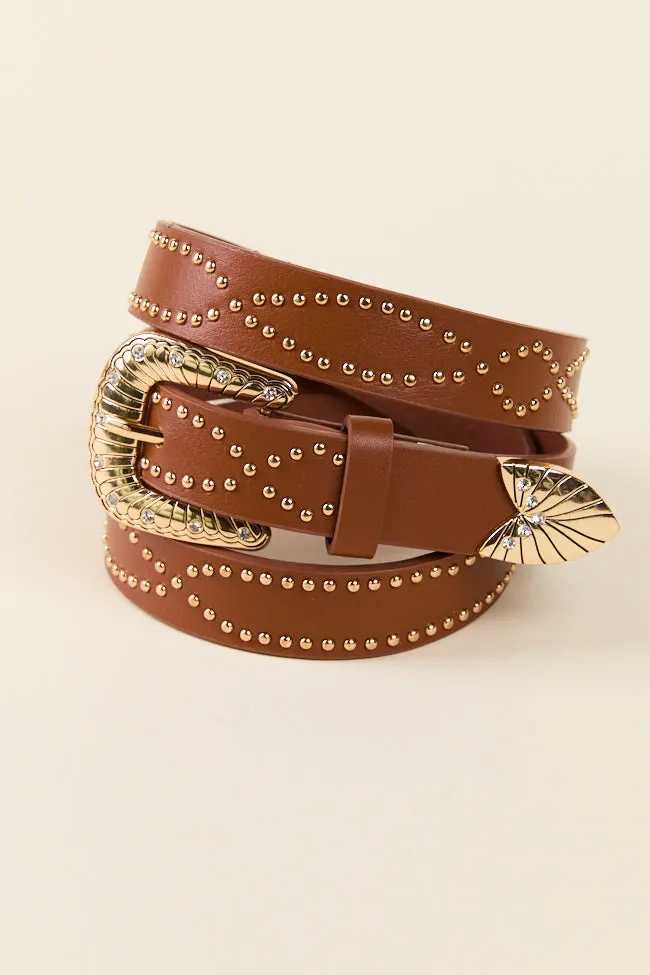 Brown Studded Western Belt