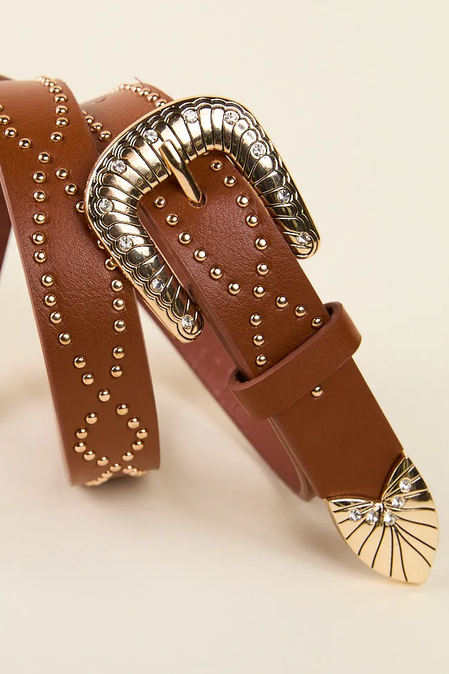 Brown Studded Western Belt
