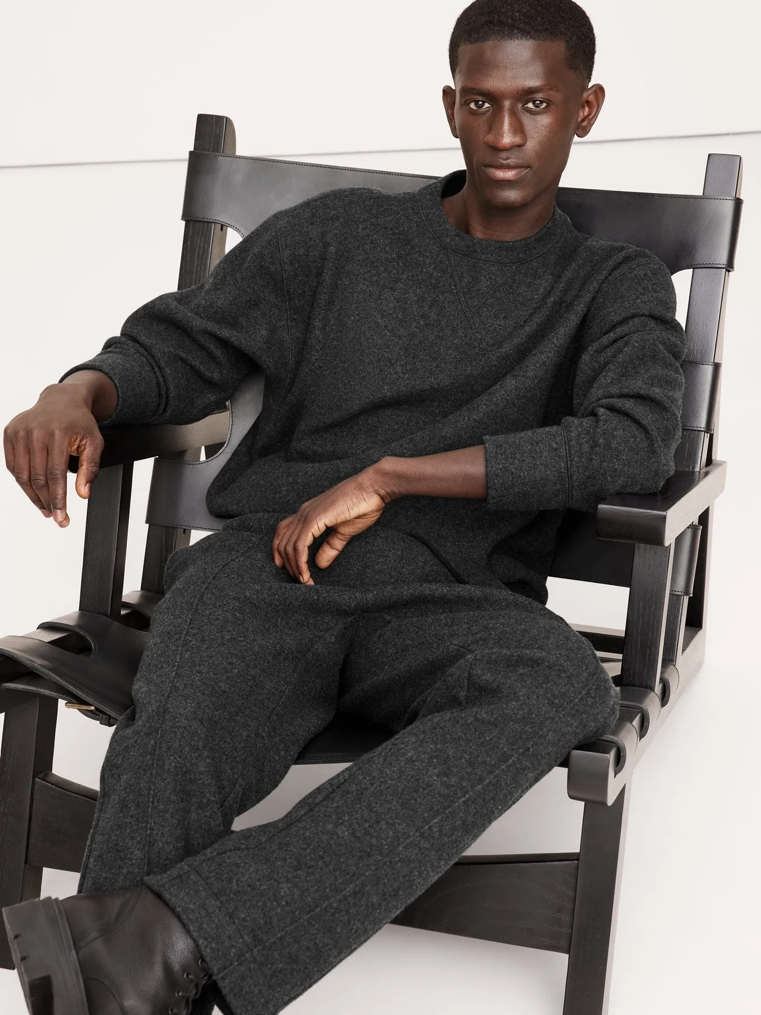 Brushed Crew-Neck Sweatshirt With Wool Banana Republic