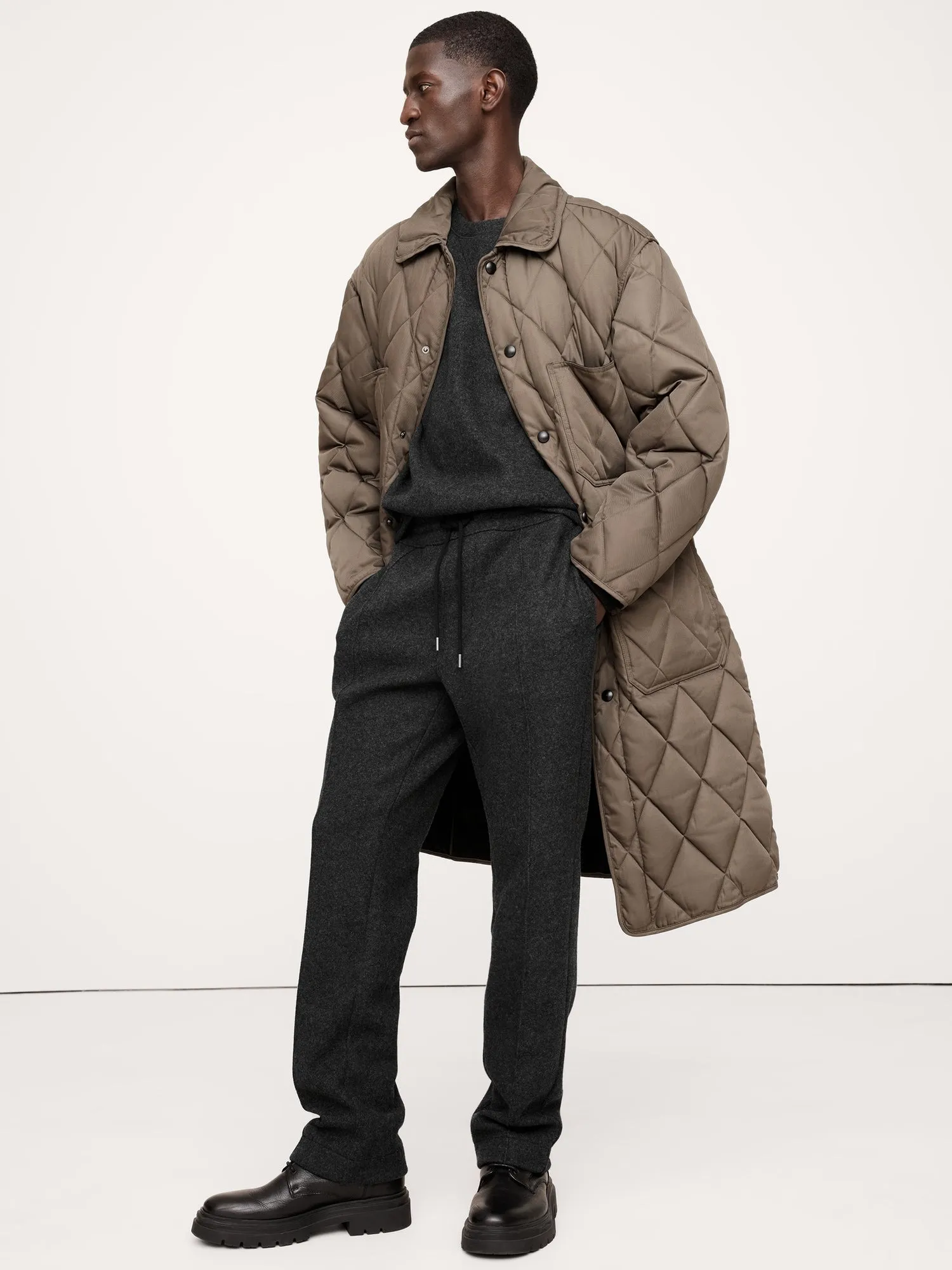 Brushed Crew-Neck Sweatshirt With Wool Banana Republic
