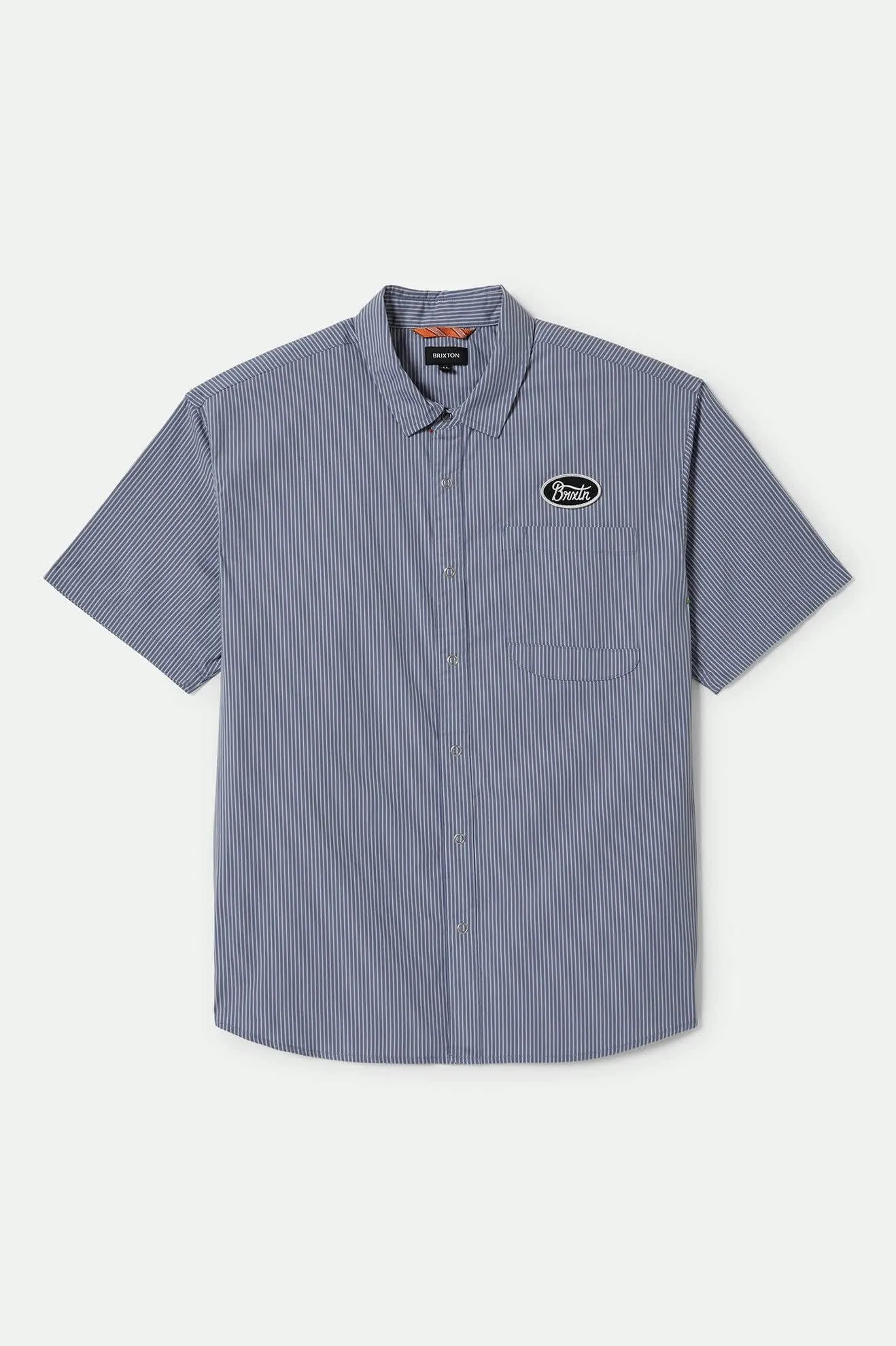 Builders Auto S/S Shirt - Twilight Blue/White Stripe Brixton