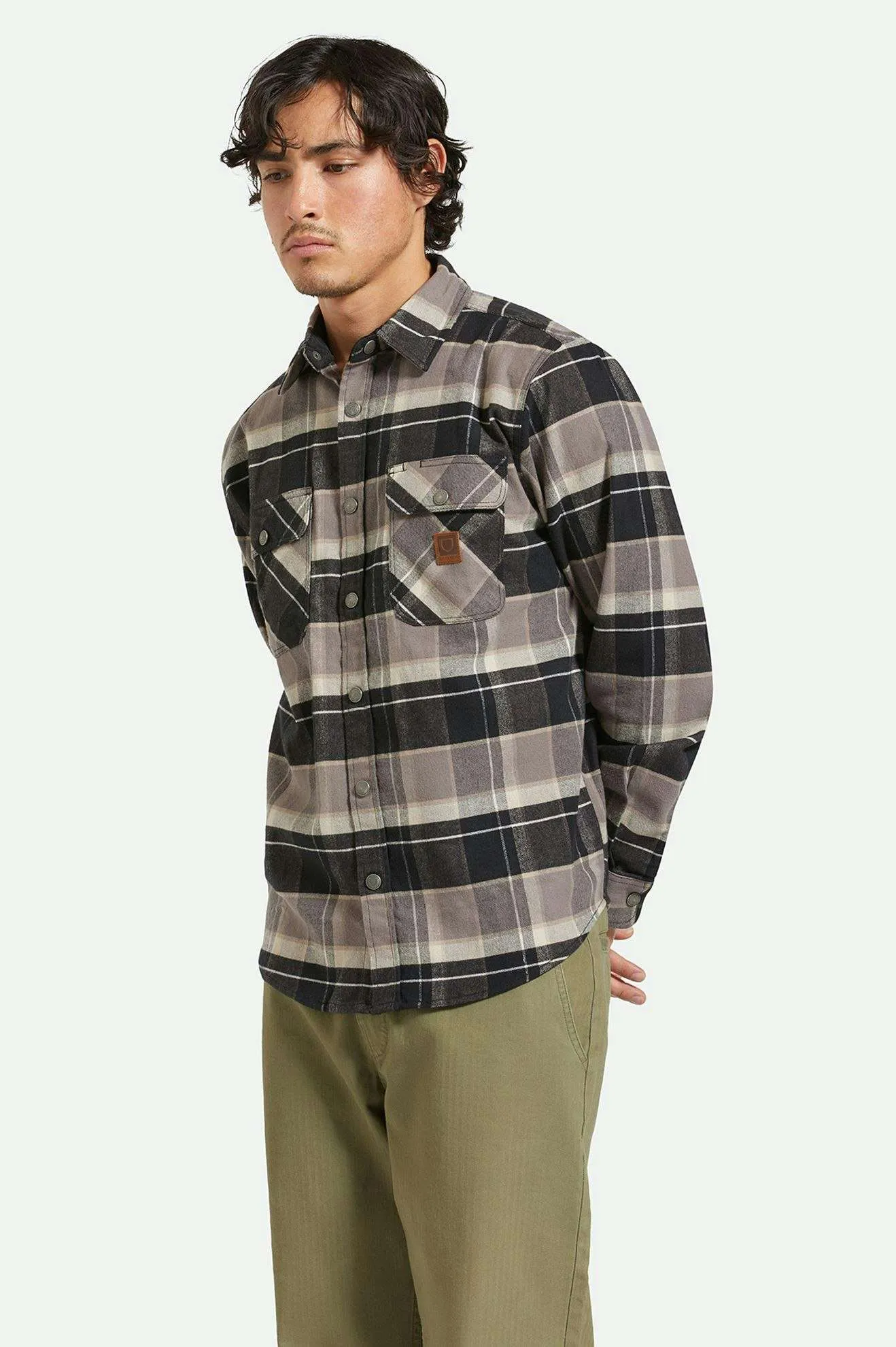 Builders Bowery Stretch Water Resistant L/S Flannel - Black/Charcoal/Beige Brixton