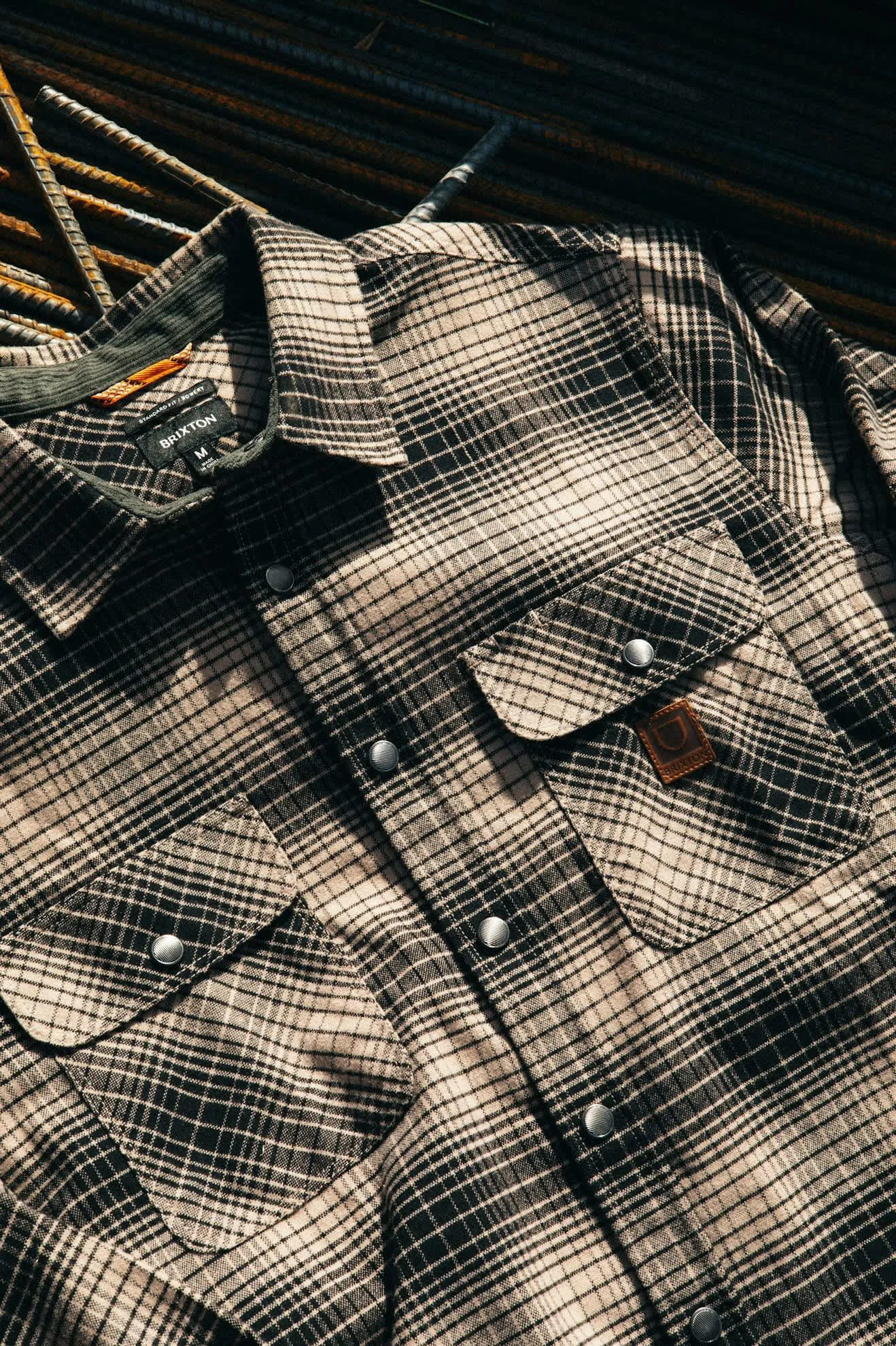 Builders Bowery Stretch Water Resistant L/S Flannel - Black/Cinder Grey Brixton