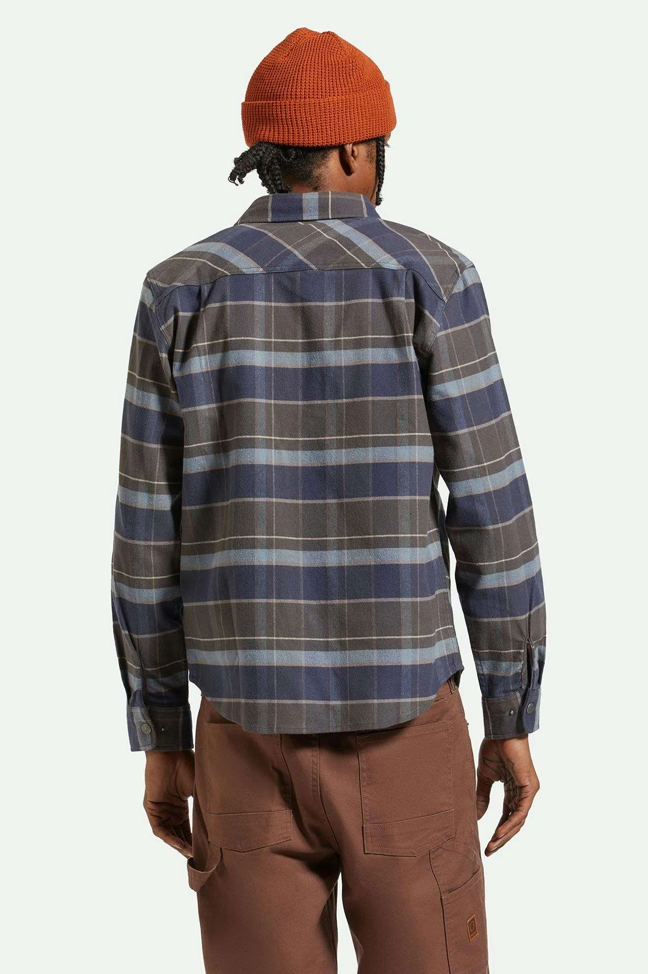 Builders Bowery Stretch Water Resistant L/S Flannel - Washed Navy/Black/Coronet Blue Brixton