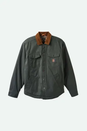 Builders Durham Waxed Canvas L/S Flannel Lined Jacket - Washed Black Brixton