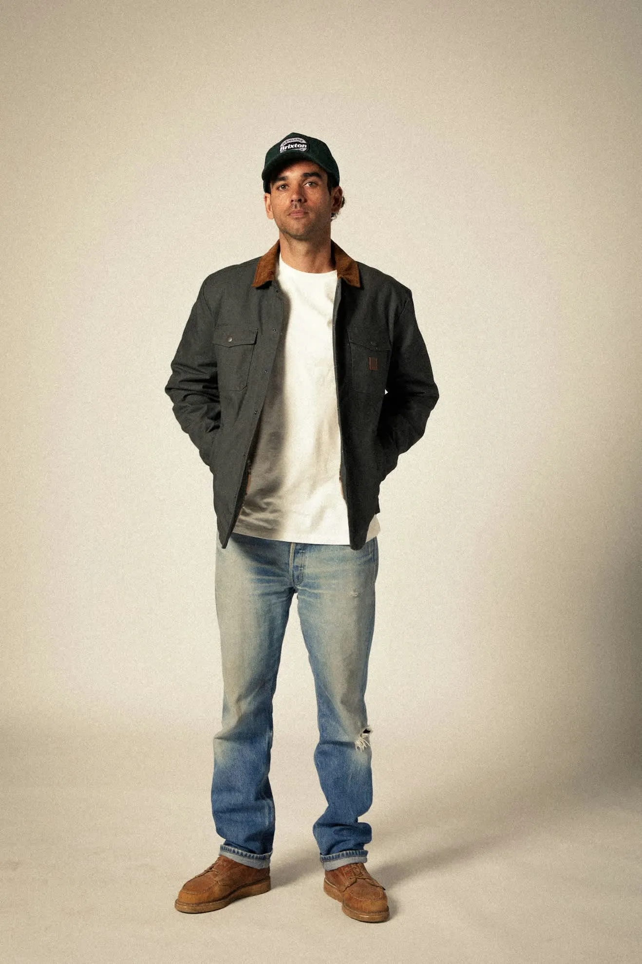 Builders Durham Waxed Canvas L/S Flannel Lined Jacket - Washed Black Brixton