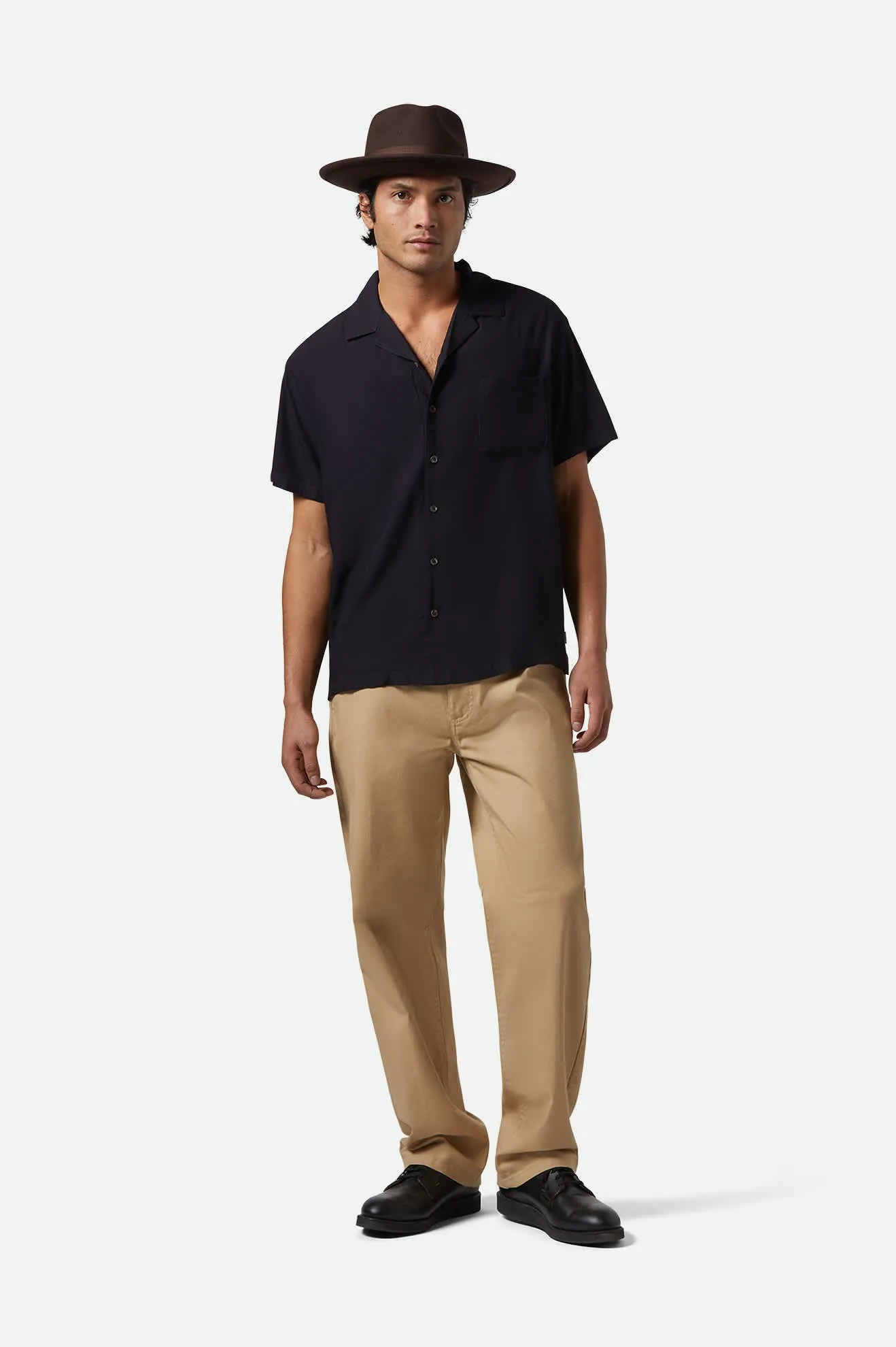 Bunker S/S Camp Collar Shirt - Black Brixton