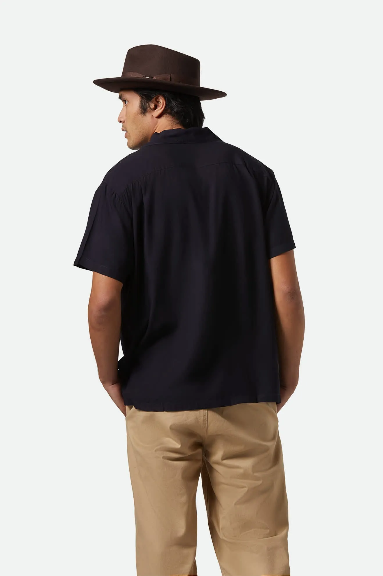 Bunker S/S Camp Collar Shirt - Black Brixton