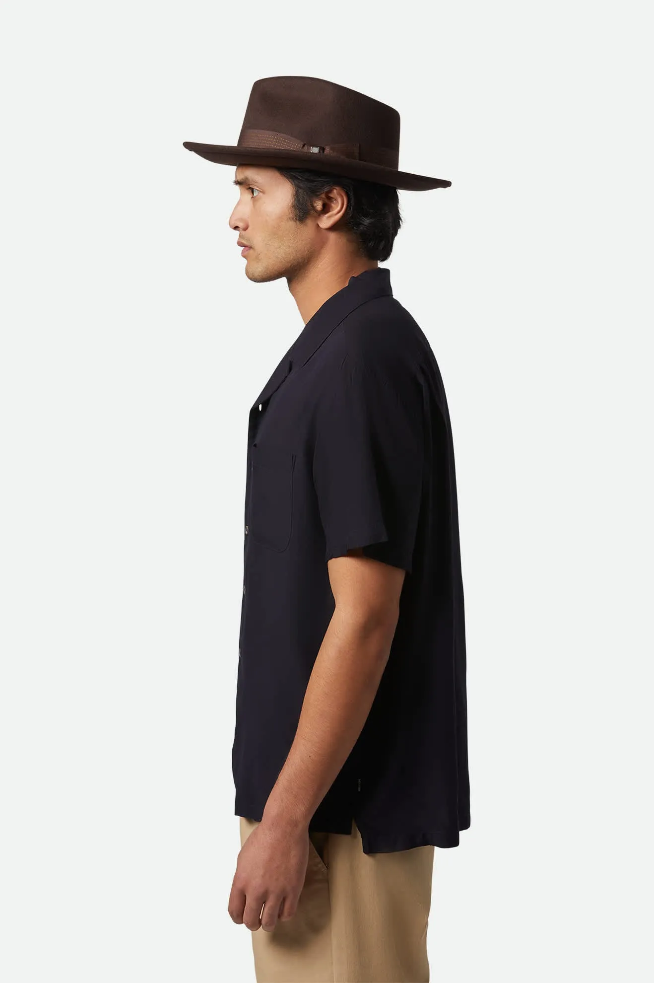 Bunker S/S Camp Collar Shirt - Black Brixton