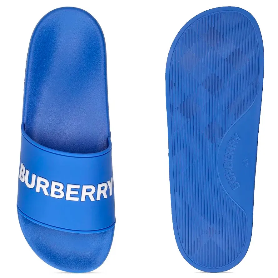 Burberry Blue Logo Furley Sliders