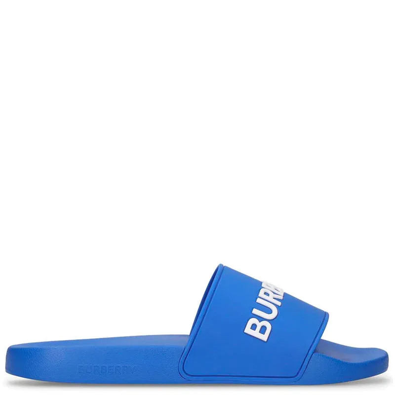 Burberry Blue Logo Furley Sliders