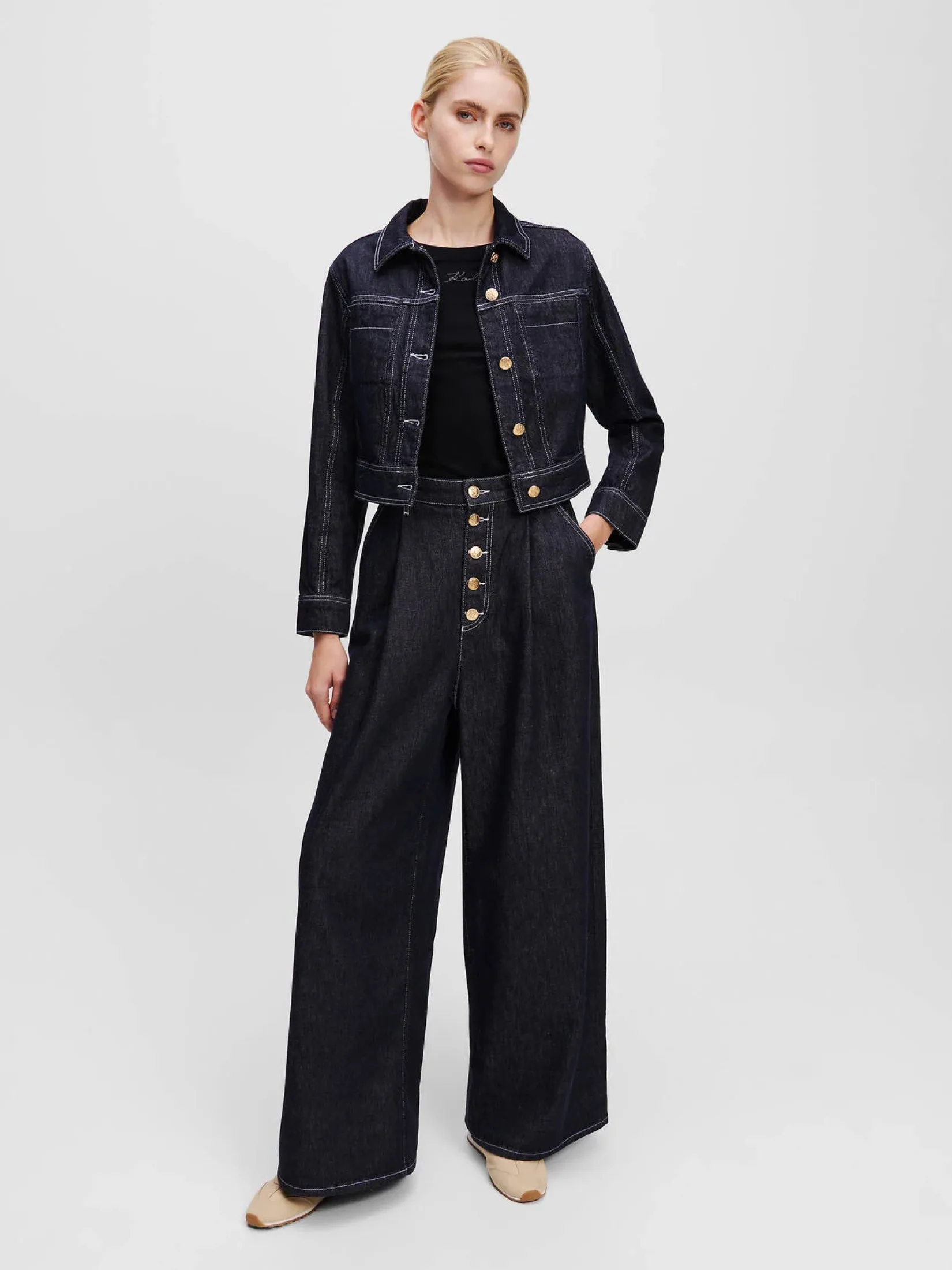 BUTTON DENIM PANTS