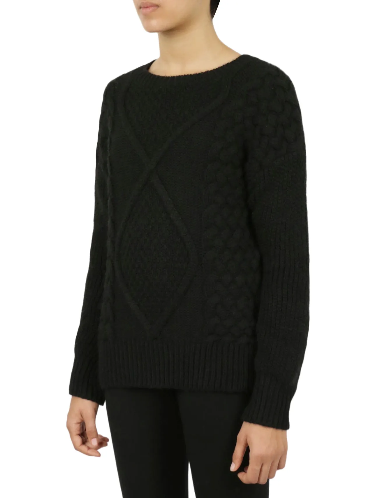 Cable Knit Cropped Pullover Sweater