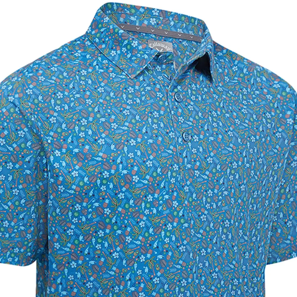 Callaway All Over Micro Novelty Polo Shirt - Vallarta Blue