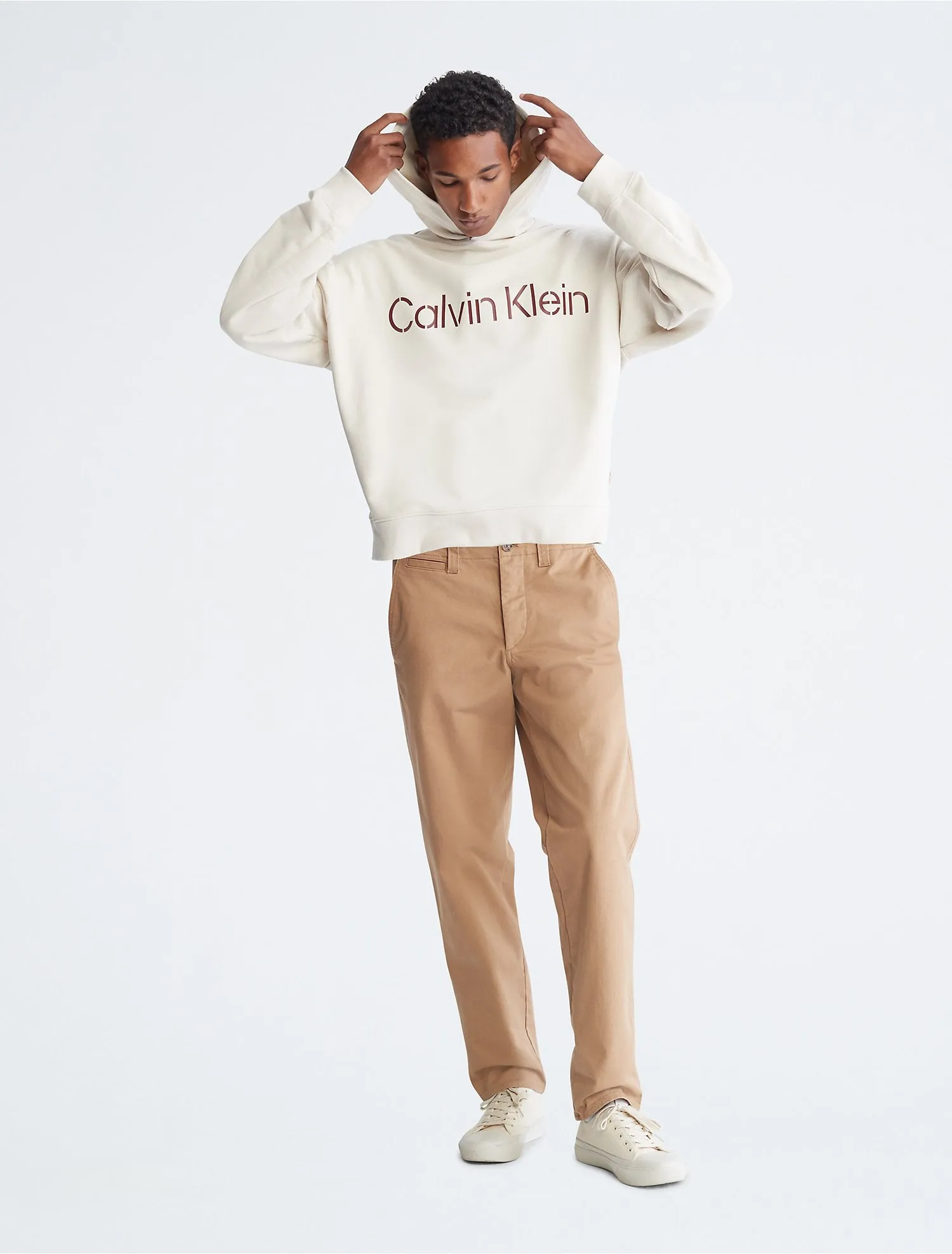 Calvin Klein Khakis Relaxed Fit Stencil Logo Hoodie - Men