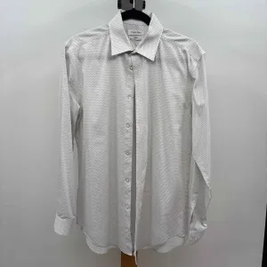 Calvin Klein Men's Size M White Print Long Sleeve Shirt