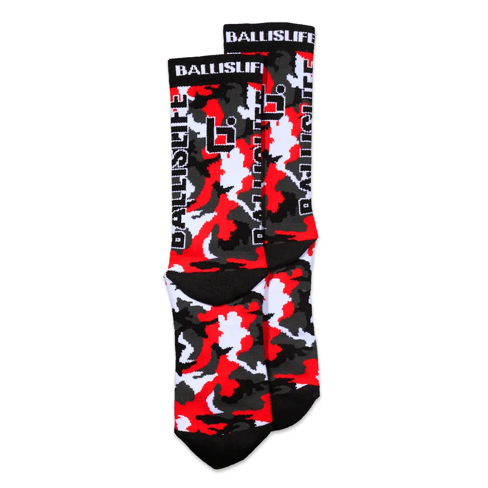 Camo Socks in Red Ballislife