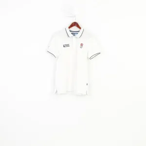 Canterbury Men M Polo Shirt White Cotton Rugby World Cup 2015 Collection England Vintage Collar Short Sleeve Top