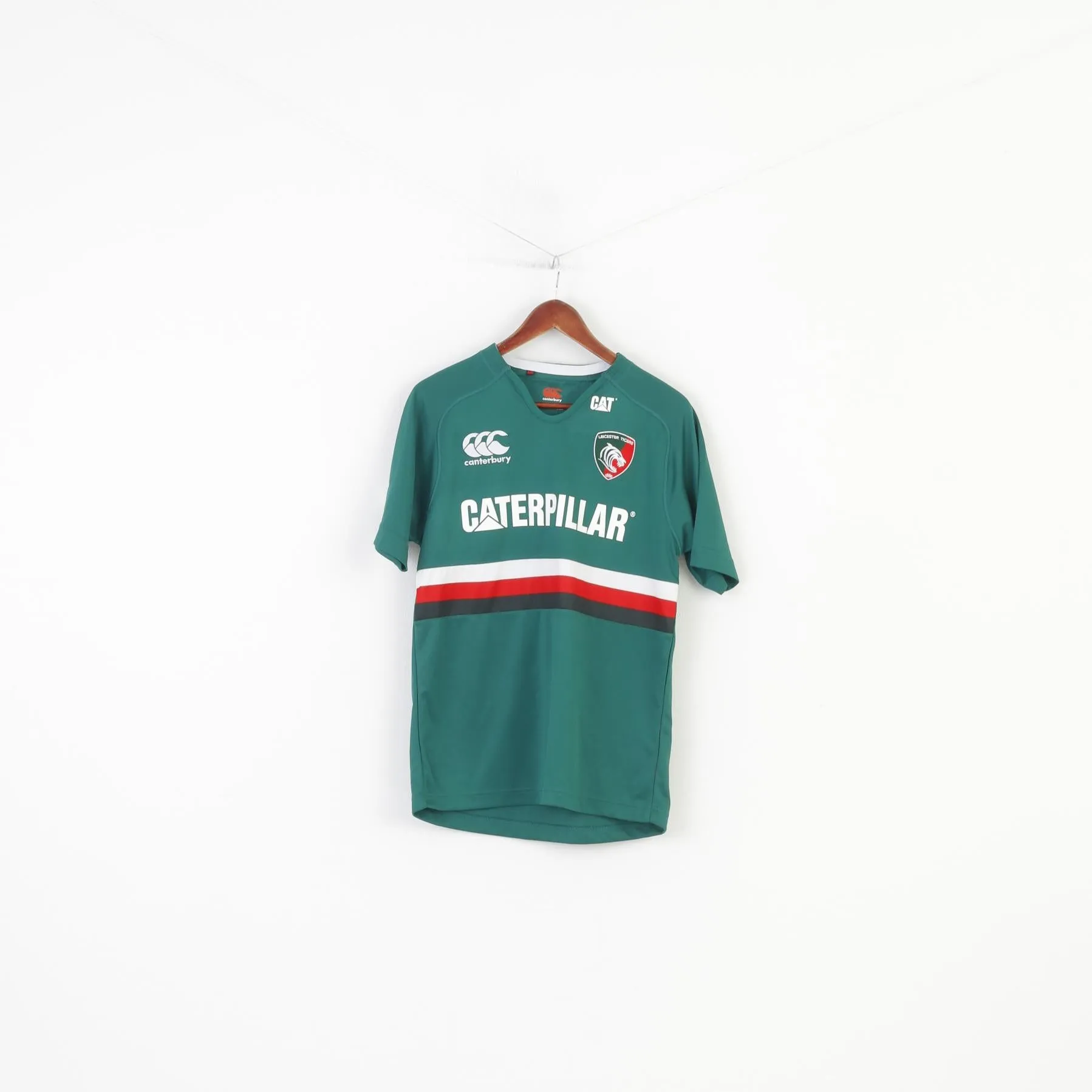 Canterbury Men M T-Shirt Green Sport Training Vintage Leicester Tigers 1880 CAT Top