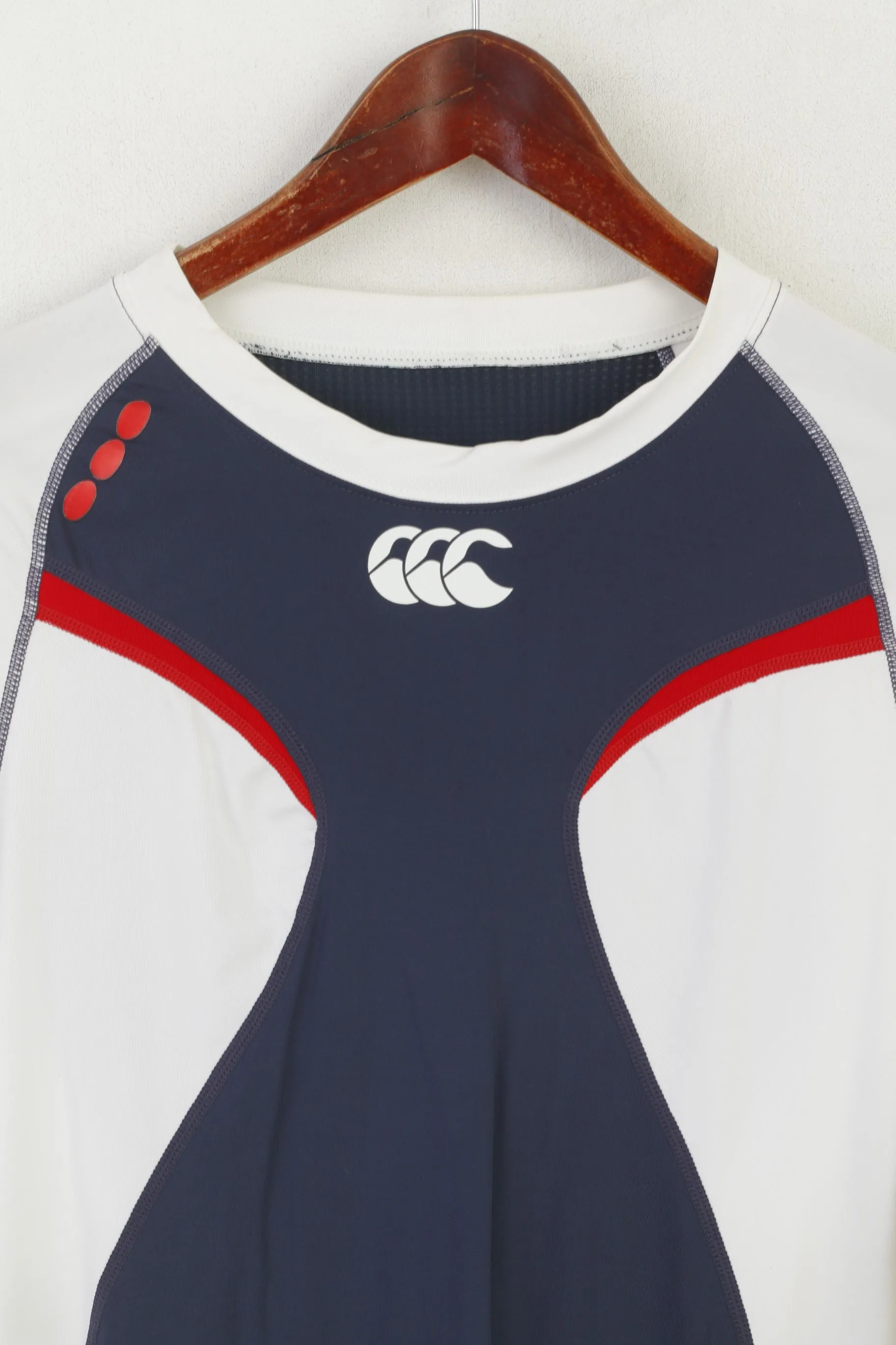 Canterbury Of New Zealand Men L Shirt Cream Technical Nylon Training Jersey Top