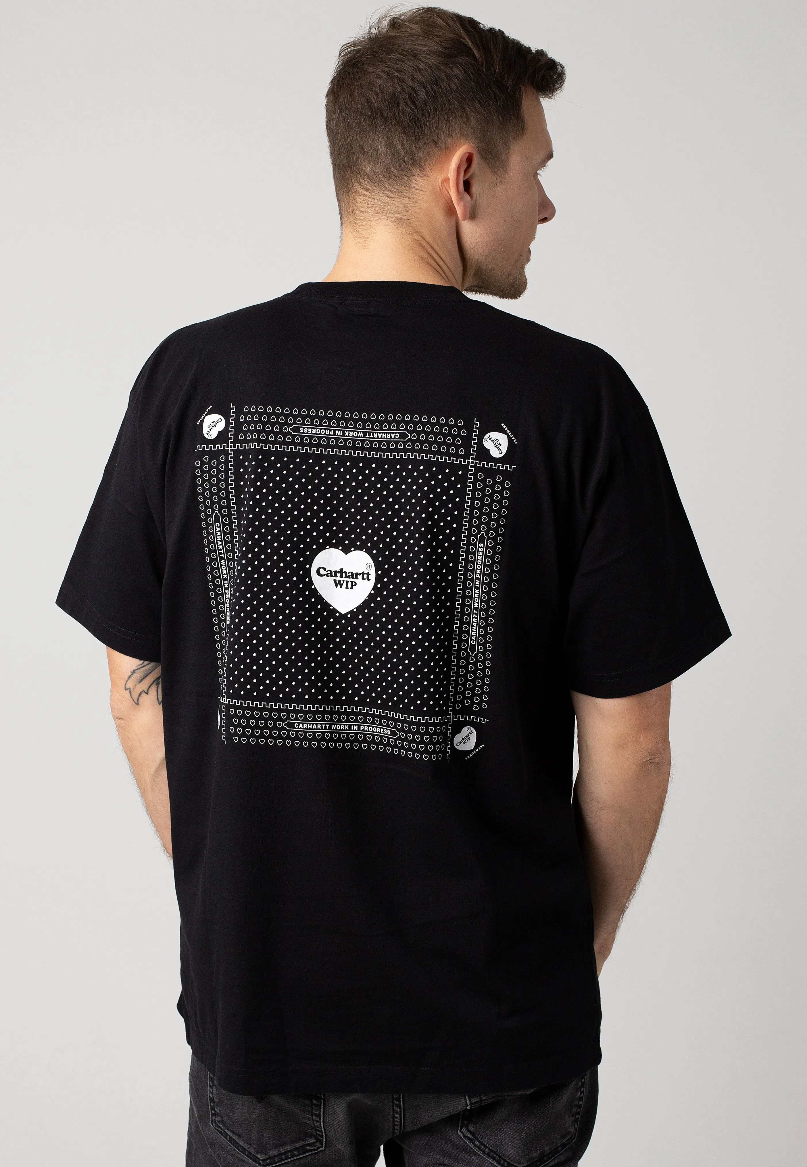 Carhartt WIP - Heart Bandana Stone Washed Black/White - T-Shirt Carhartt WIP