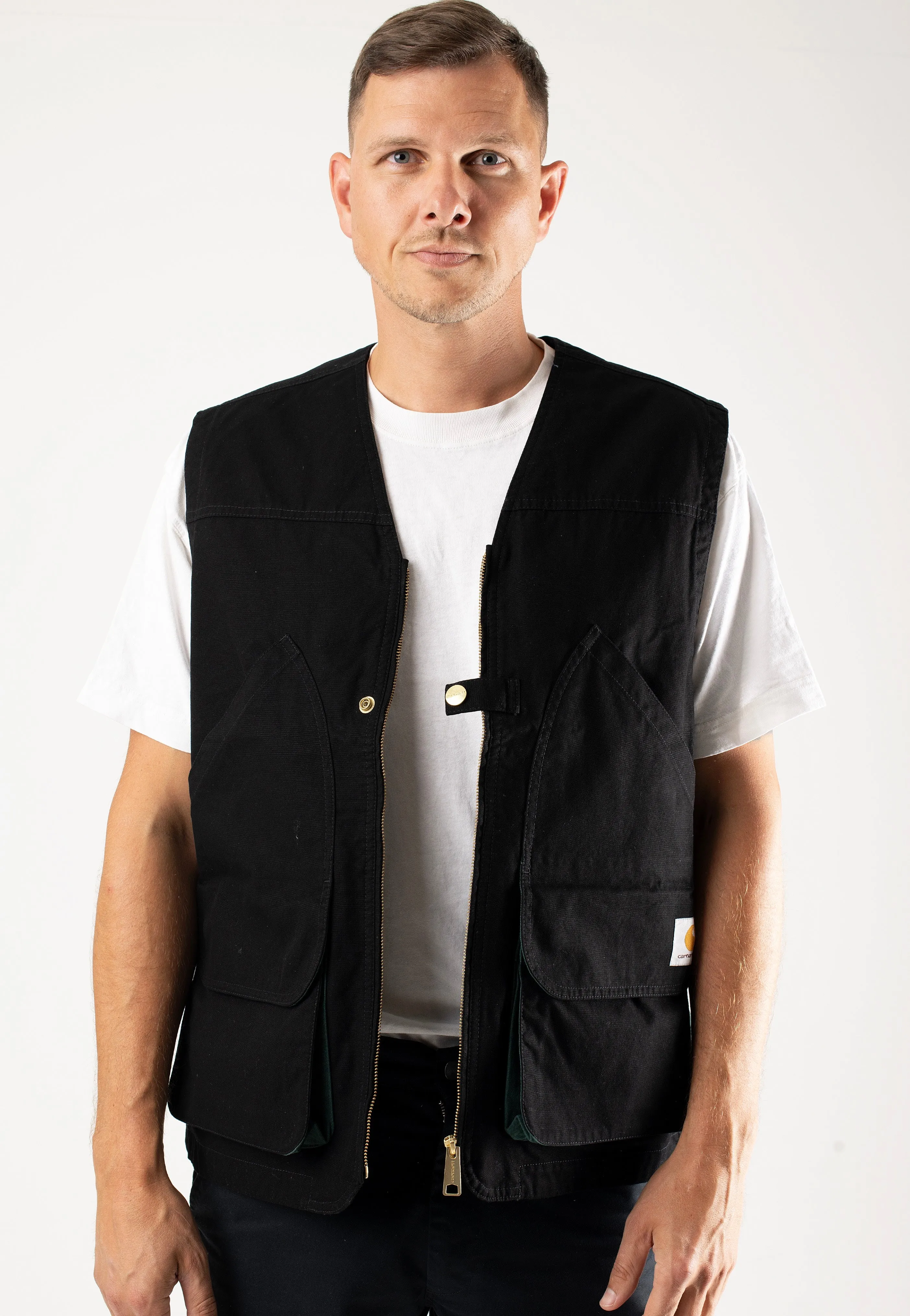Carhartt WIP - Heston Heavy Stone Wash Black/Discovery Green - Vest Carhartt WIP