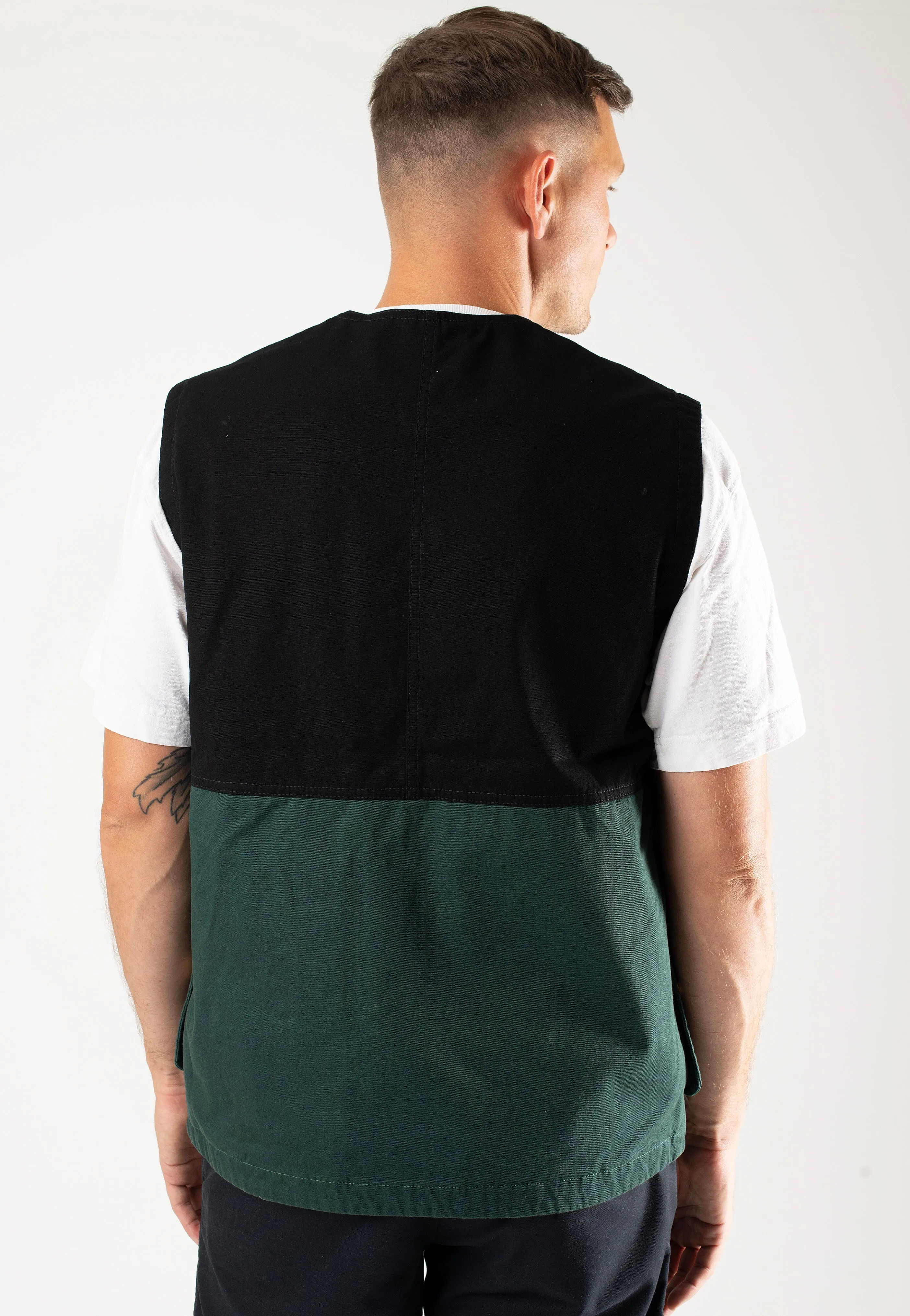 Carhartt WIP - Heston Heavy Stone Wash Black/Discovery Green - Vest Carhartt WIP
