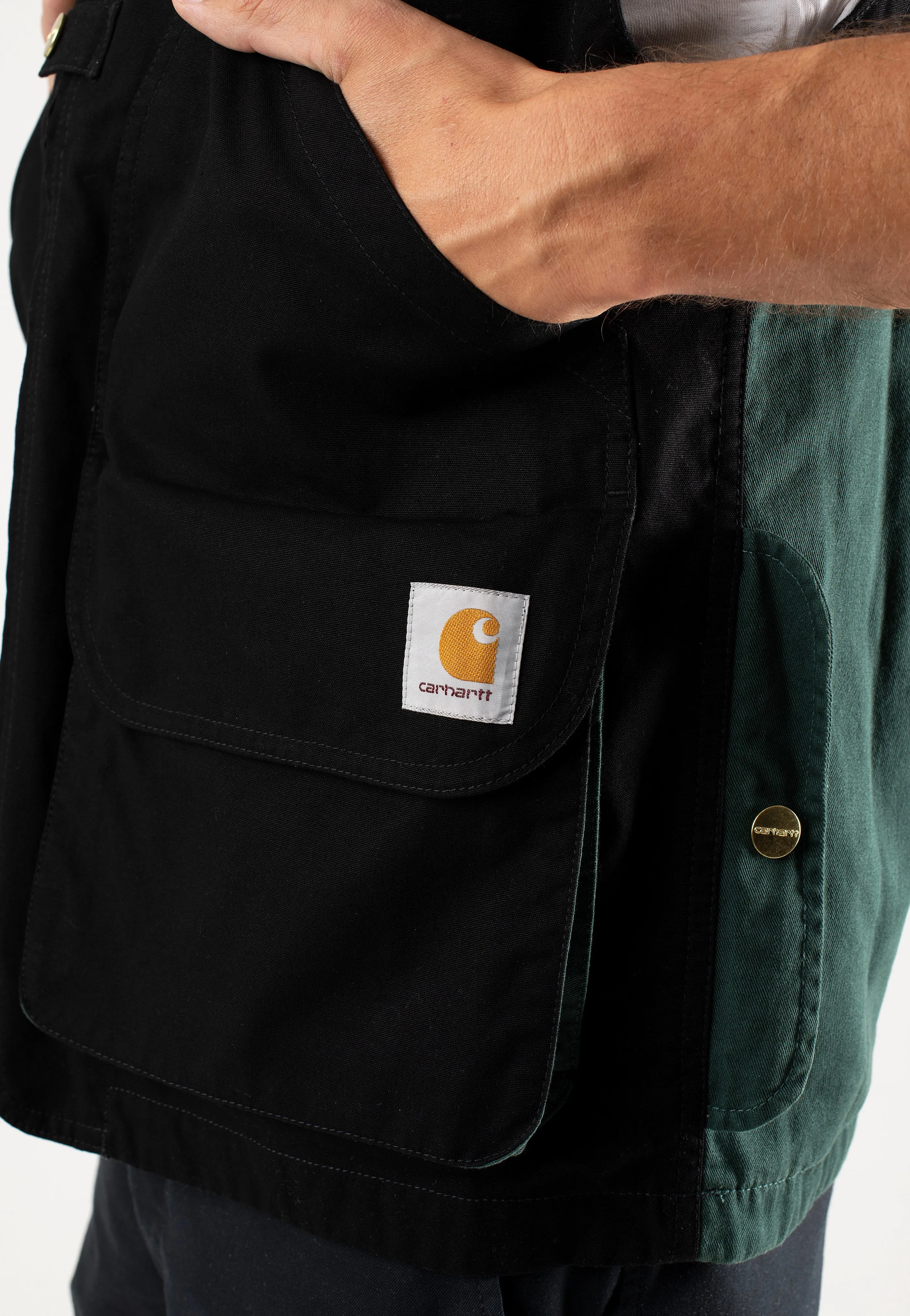 Carhartt WIP - Heston Heavy Stone Wash Black/Discovery Green - Vest Carhartt WIP