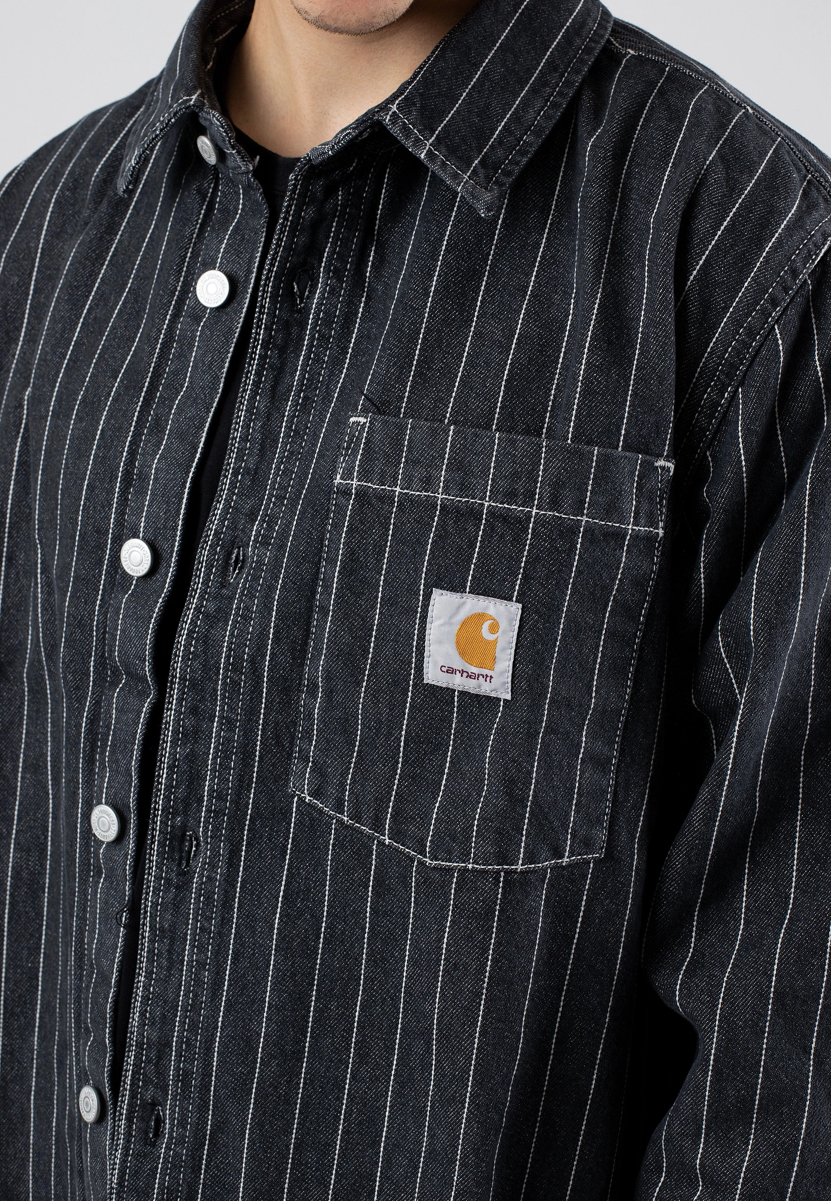 Carhartt WIP - Orlean Shirt Stone Washed Orlean Stripe/Black/White - Jacket Carhartt WIP