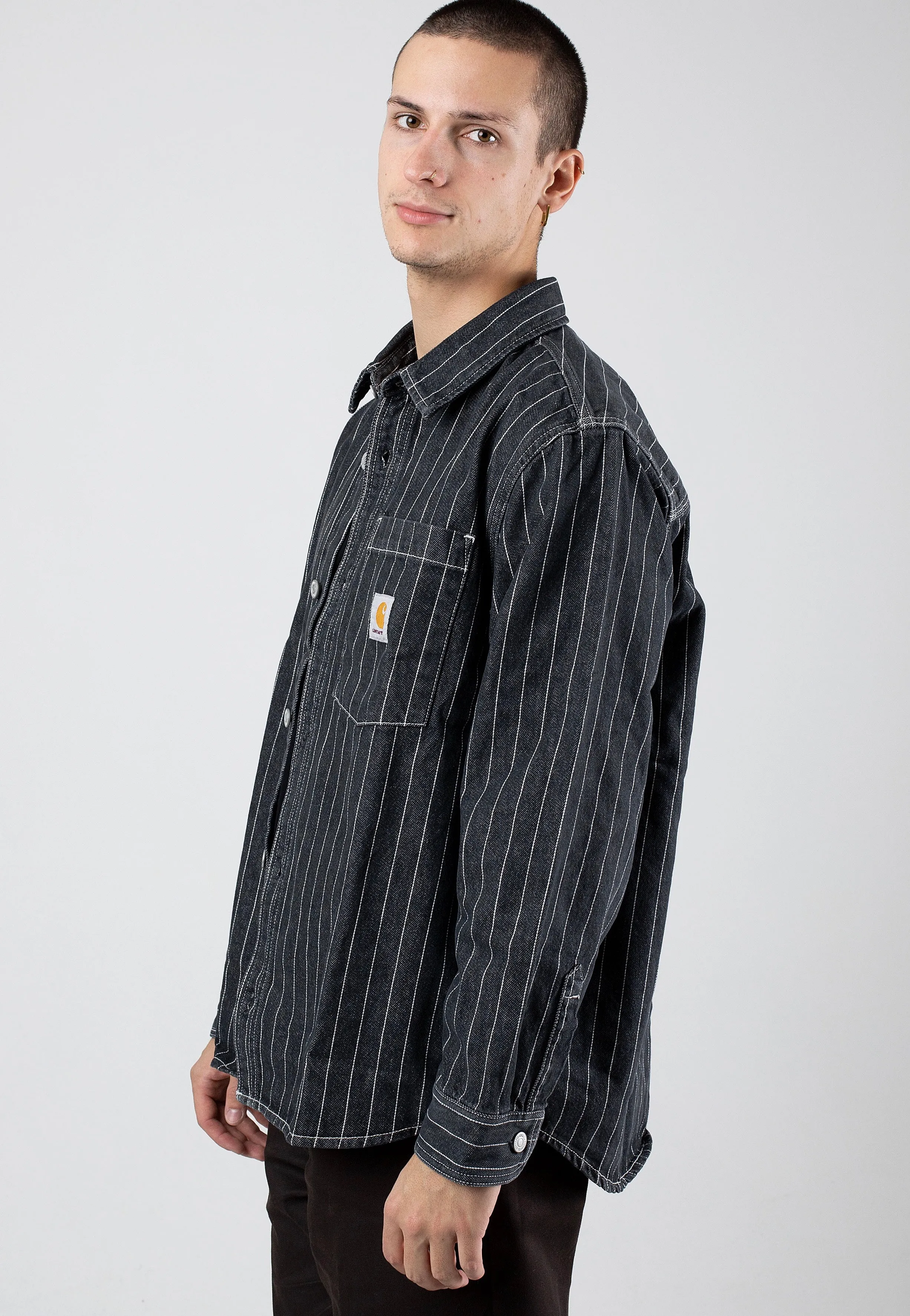 Carhartt WIP - Orlean Shirt Stone Washed Orlean Stripe/Black/White - Jacket Carhartt WIP