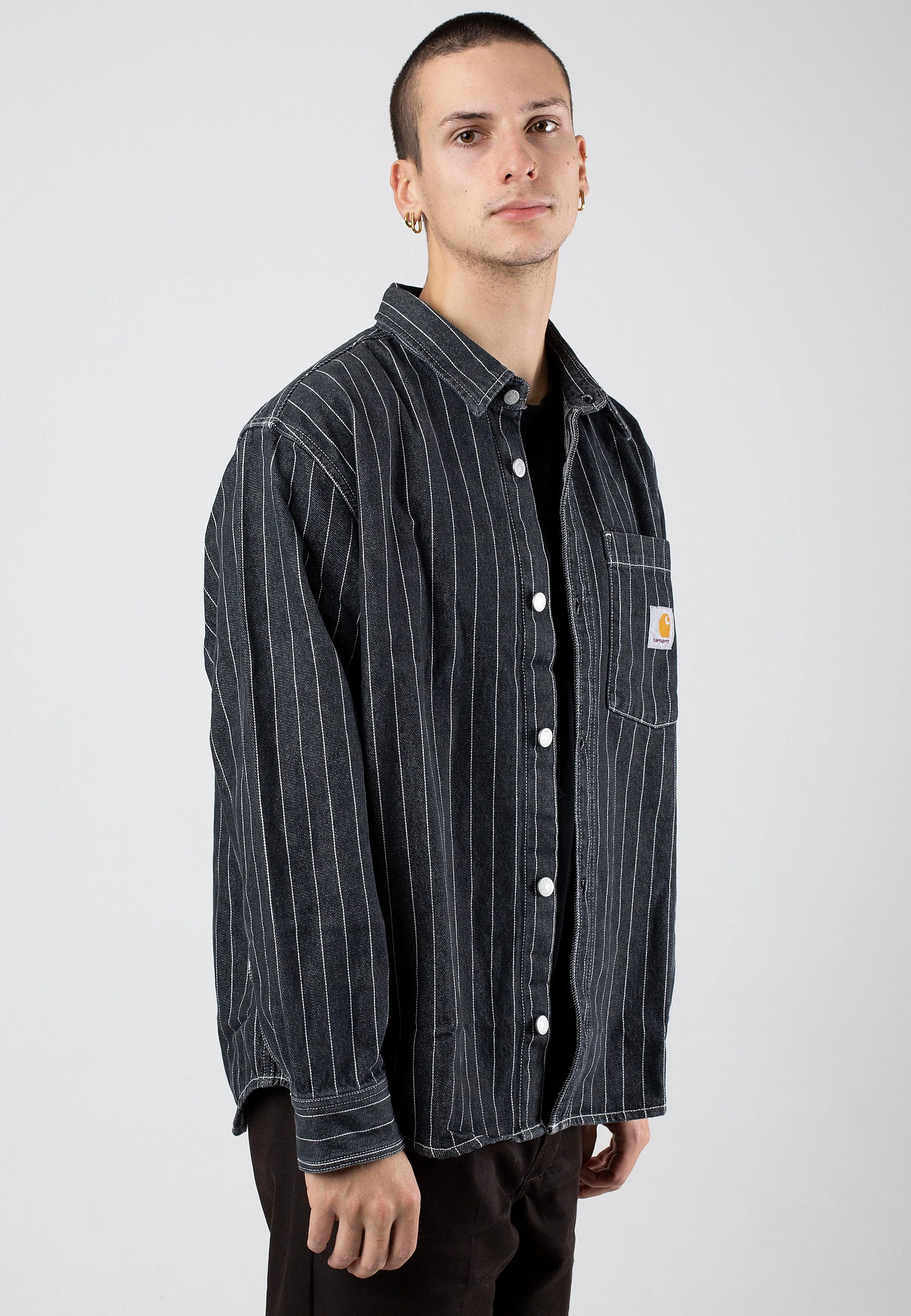 Carhartt WIP - Orlean Shirt Stone Washed Orlean Stripe/Black/White - Jacket Carhartt WIP