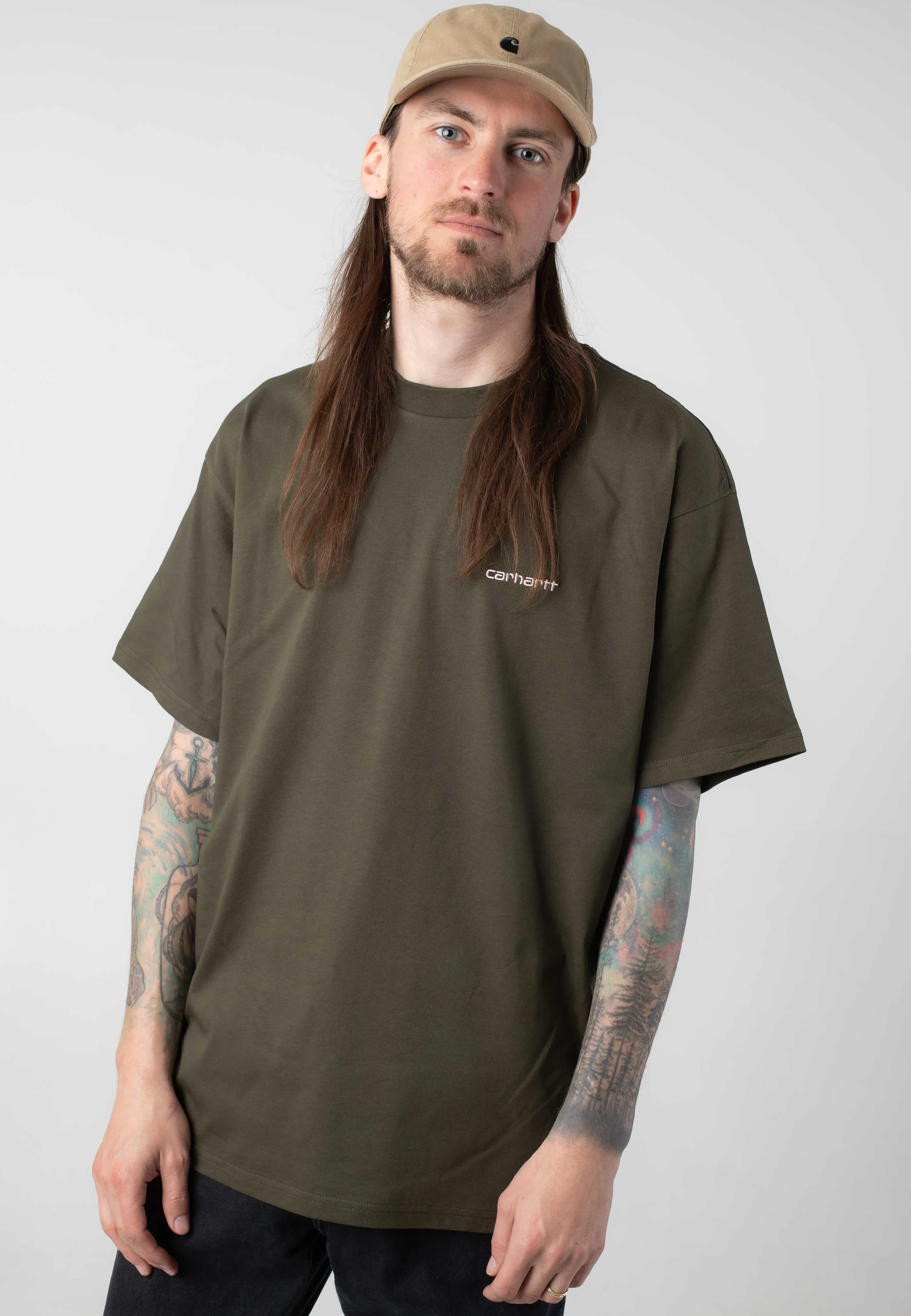 Carhartt WIP - Script Embroidery Turtle/Air Pink - T-Shirt Carhartt WIP