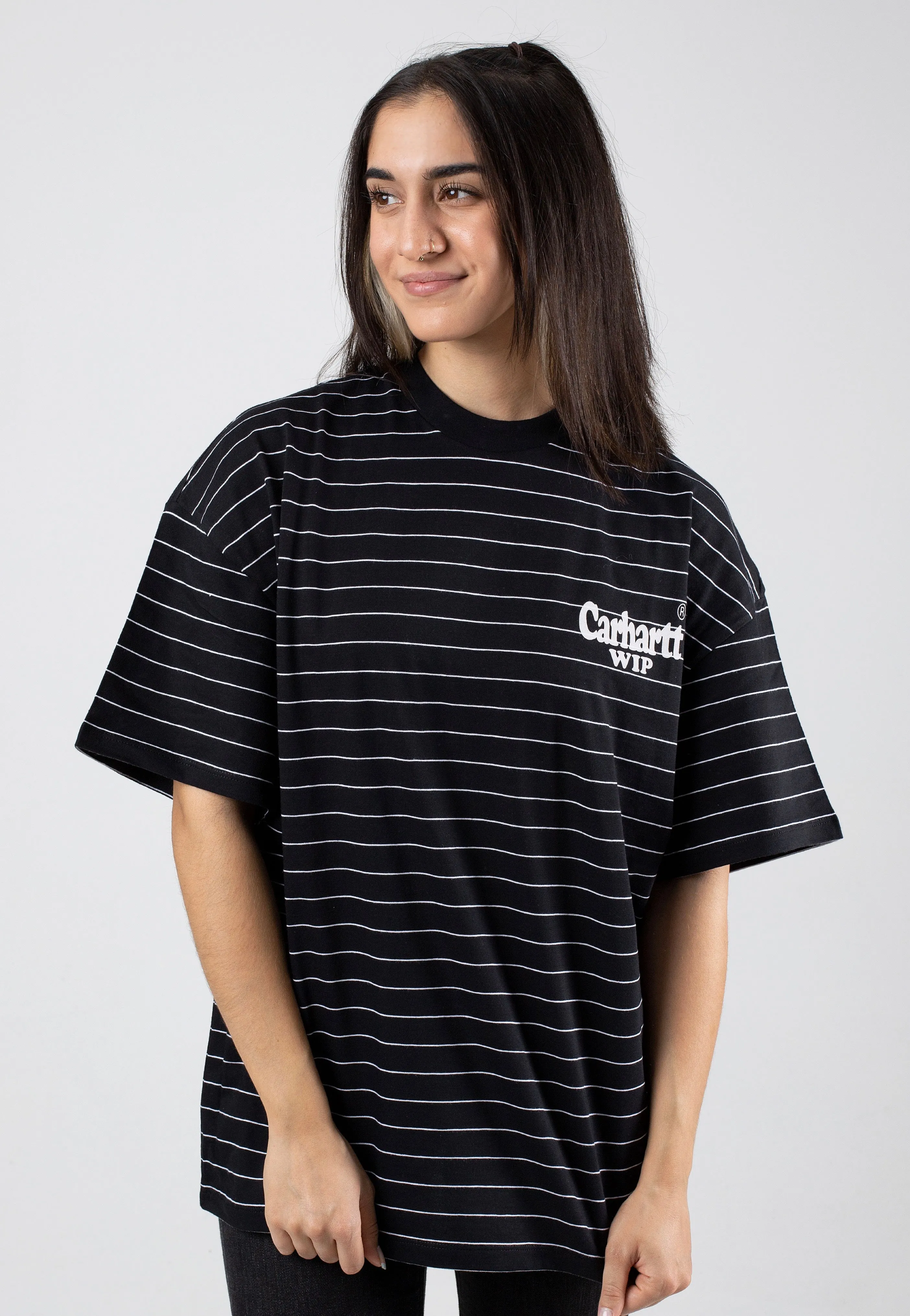 Carhartt WIP - W' Orlean Spree Orlean Stripe Horizontal/Black/White - T-Shirt Carhartt WIP