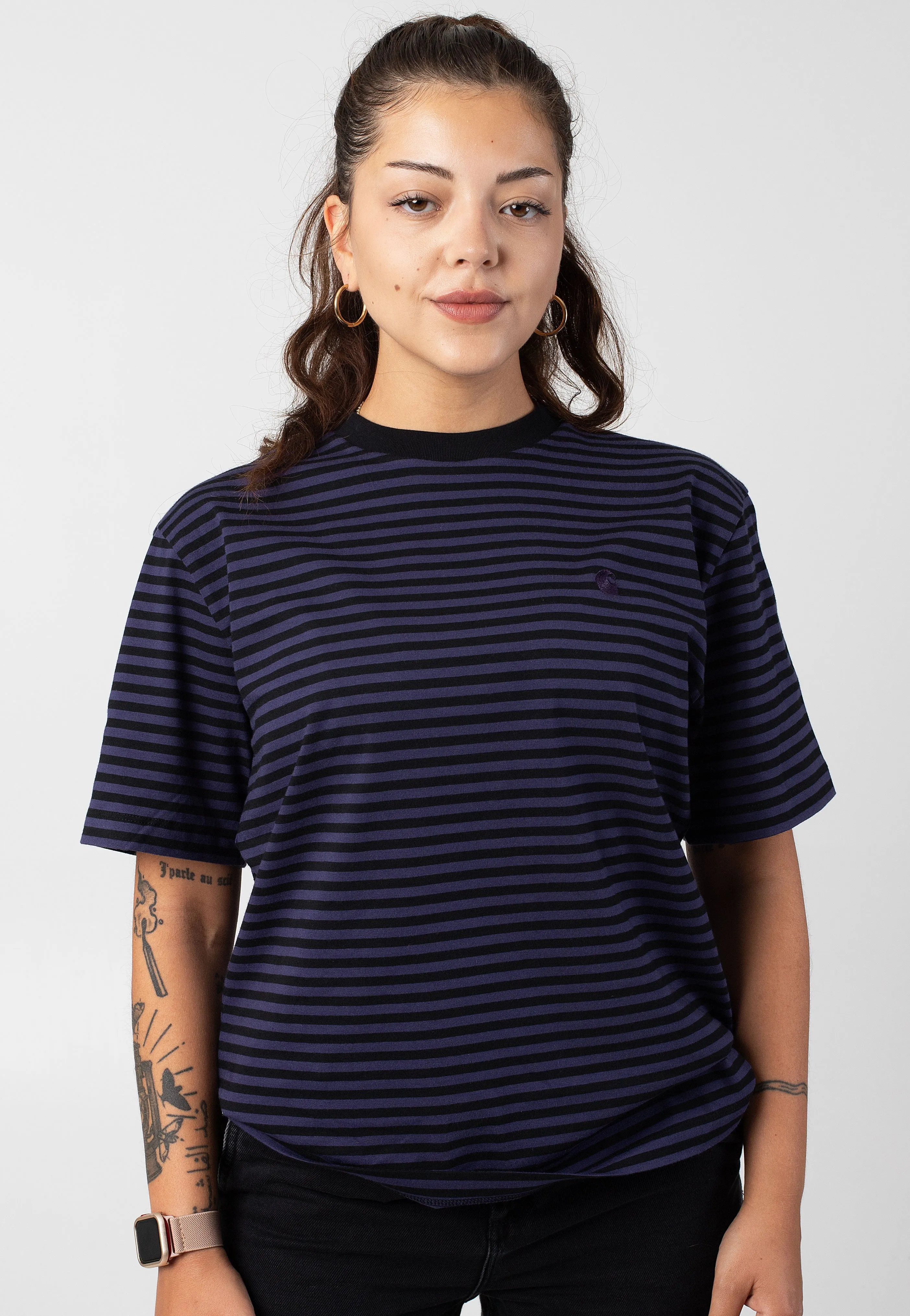 Carhartt WIP - W' Verner Stripe/Black/Aura - T-Shirt Carhartt WIP