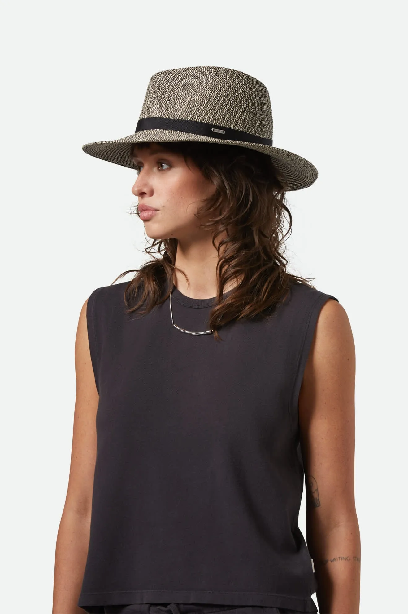 Carolina Straw Packable Travel Hat - Black/Natural Brixton